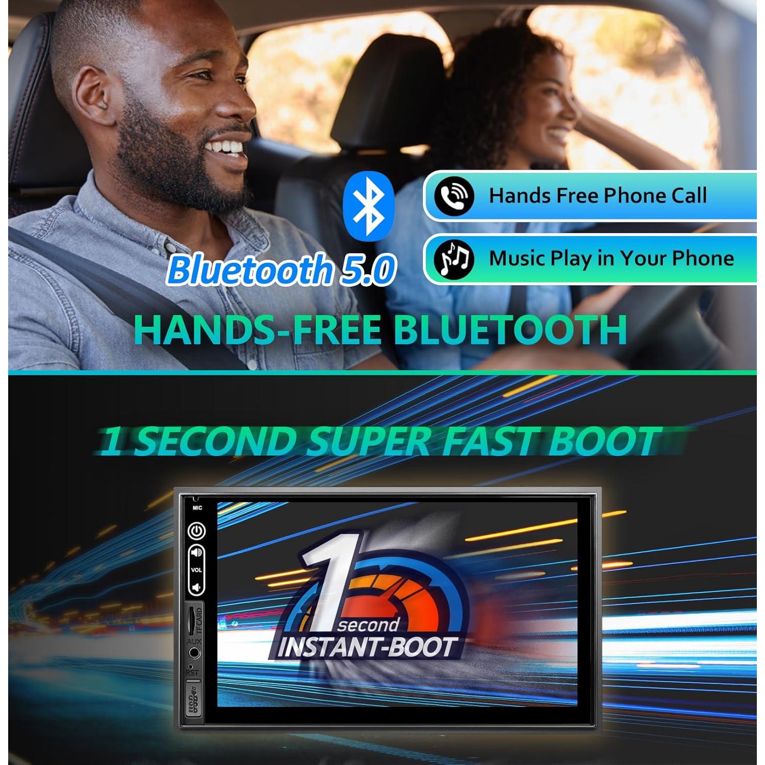 Estéreo de Coche Doble Din Corehan 7" Bluetooth CarPlay Android Auto