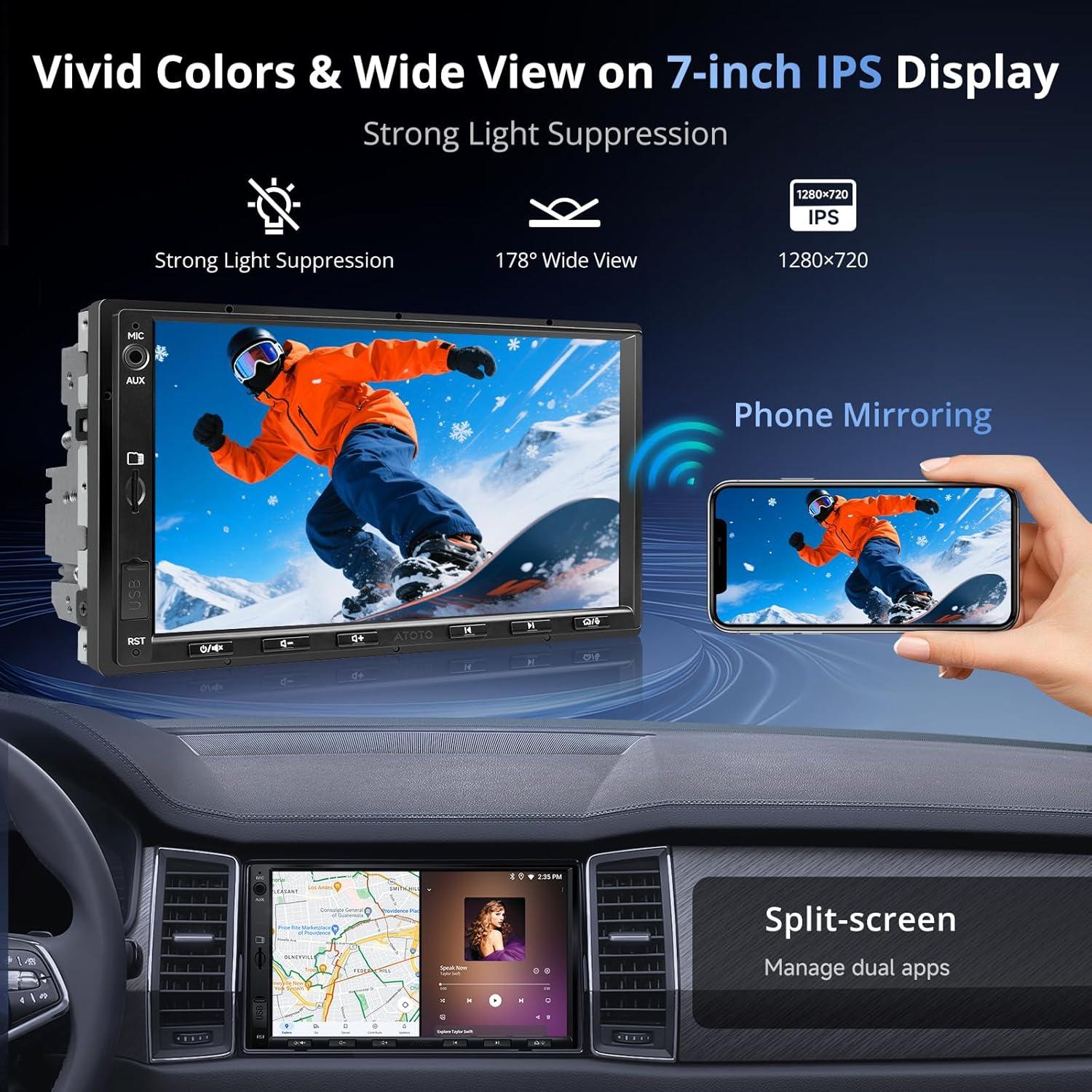 Estéreo Doble Din Android A5L 7" 2+32GB con Cámaras 1080P