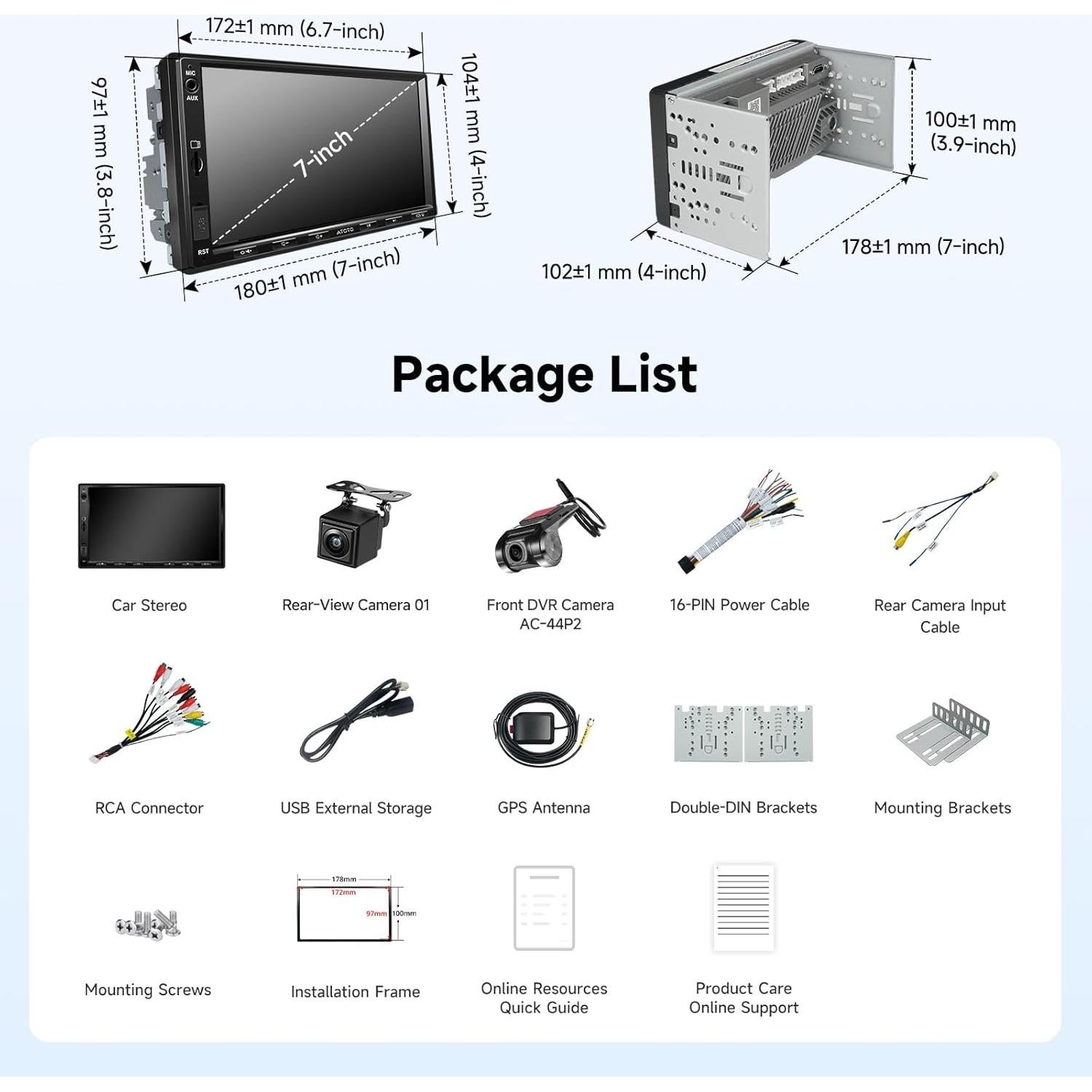 Estéreo Doble Din Android A5L 7" 2+32GB con Cámaras 1080P