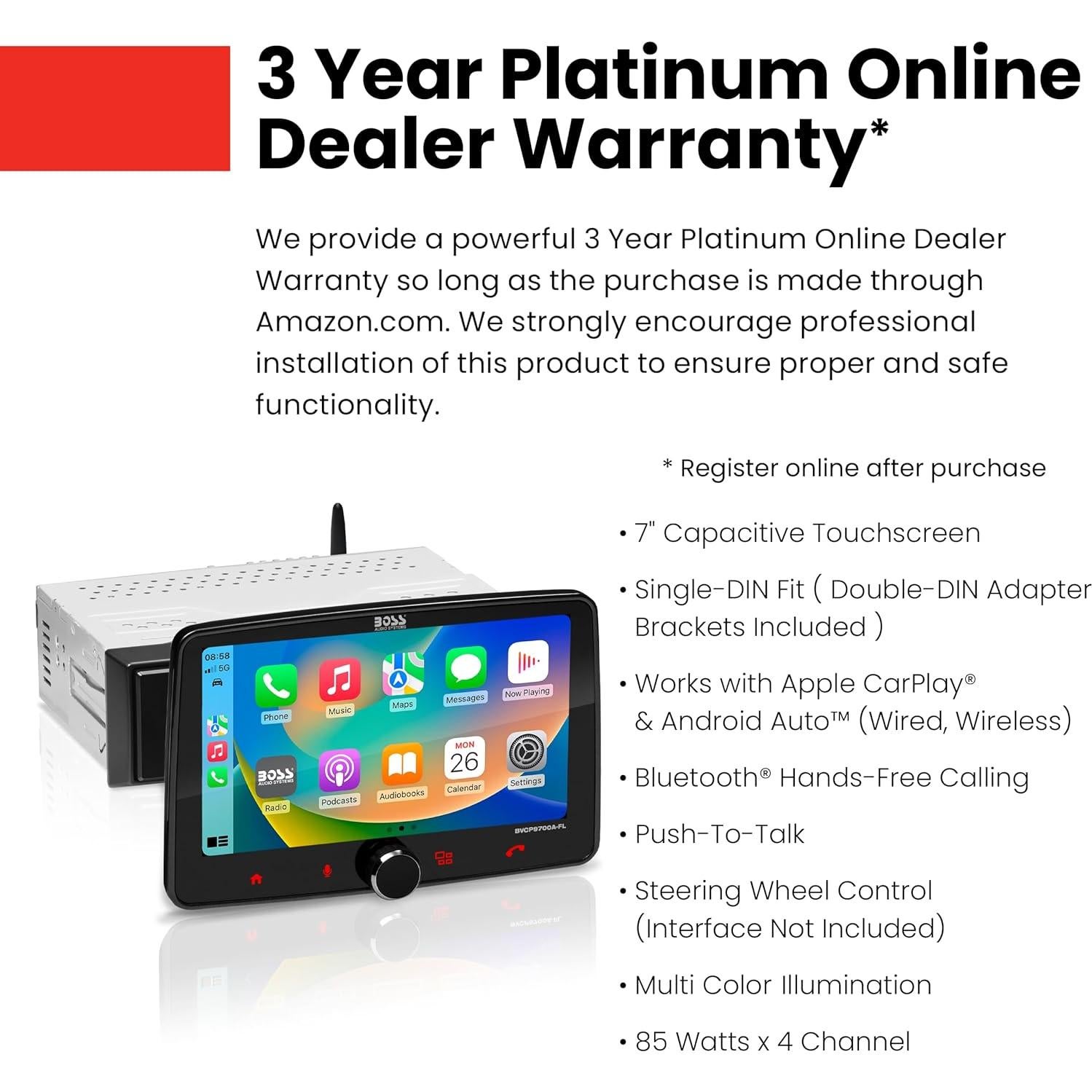 Estéreo de Coche BOSS BVCP9700A-FL 7" Bluetooth Apple CarPlay