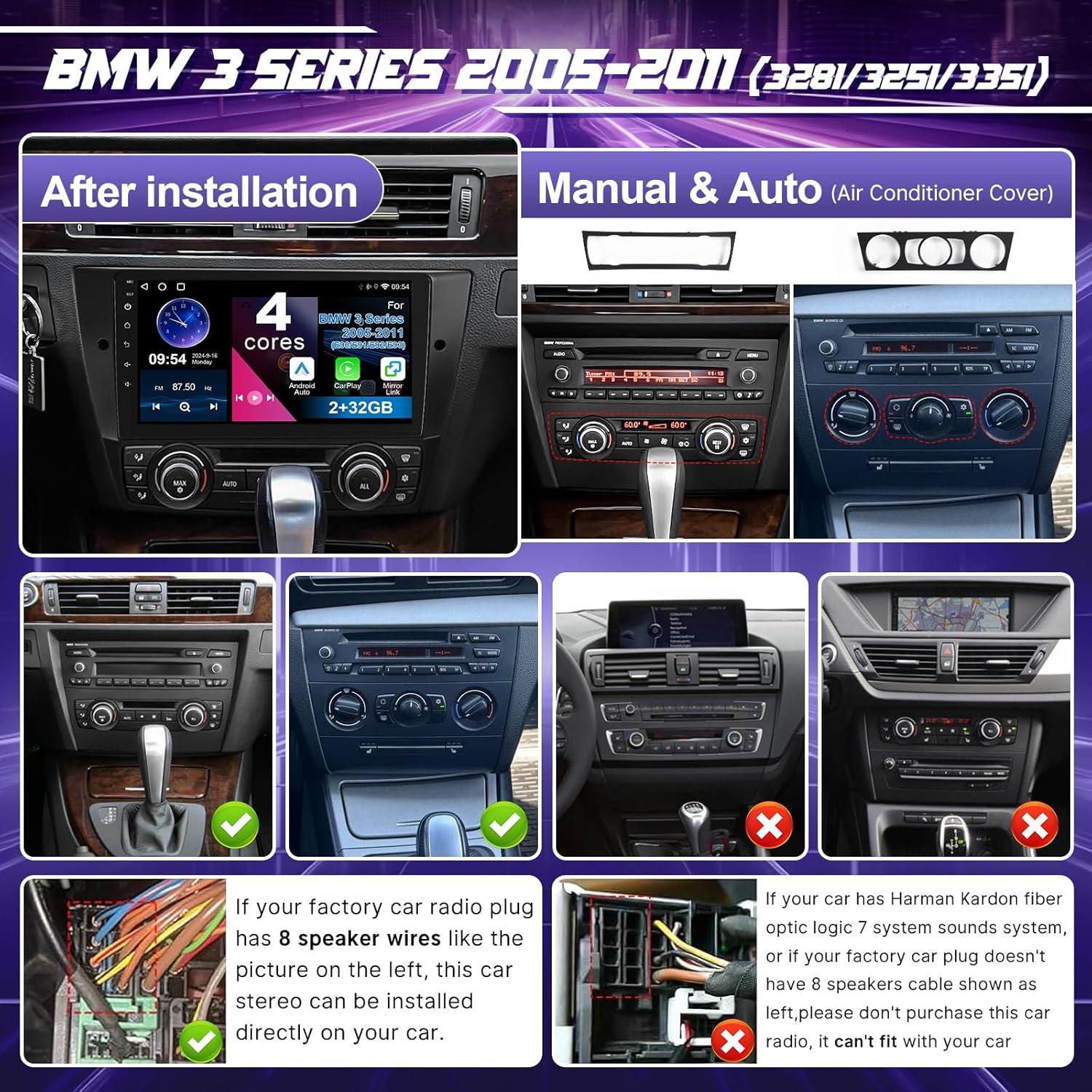 Estéreo de Coche Leadfan para BMW 3 Series E90 E91 E92 2005-2011 9"