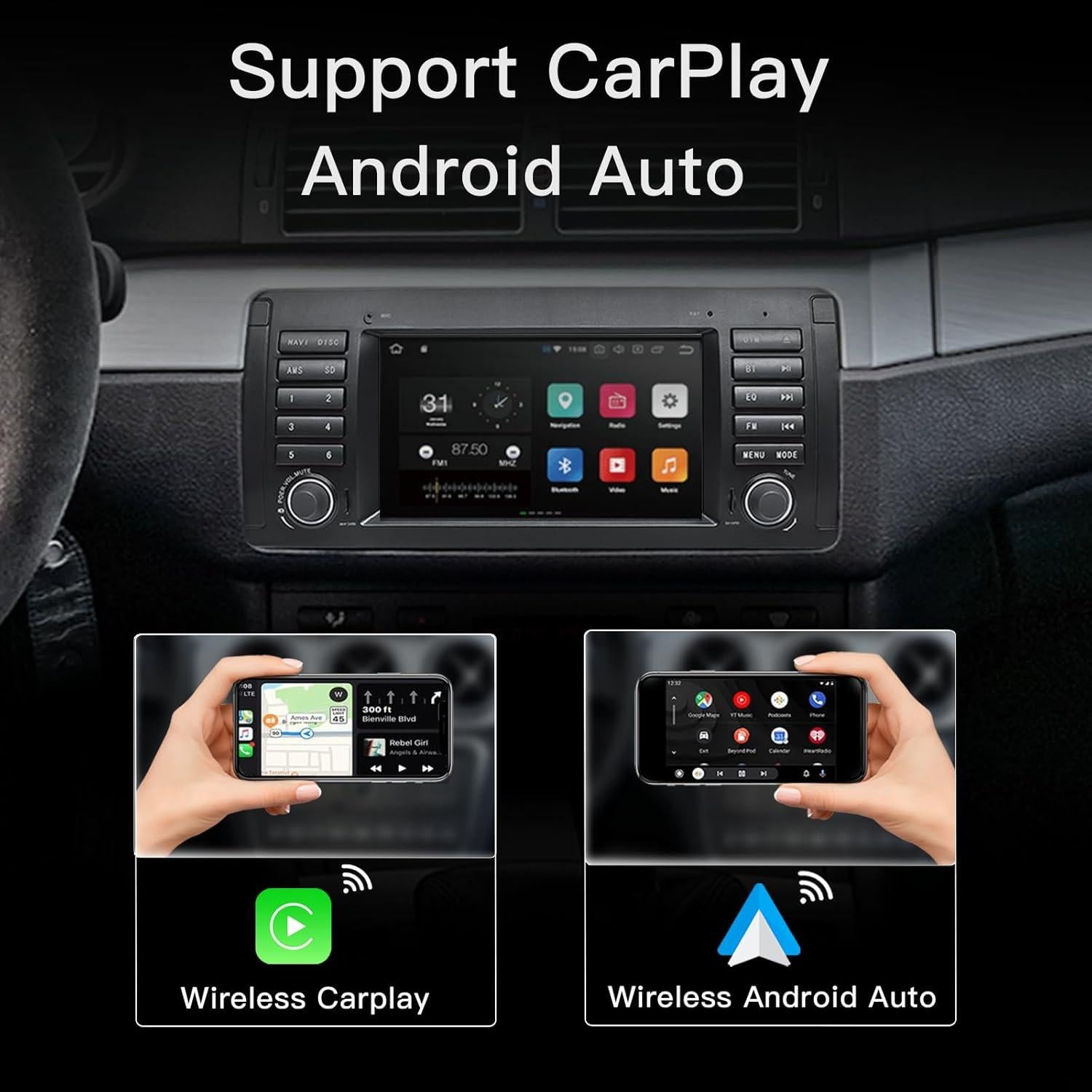 Radio de Coche Uckazy 7" Android 13 para BMW E39 1995-2002