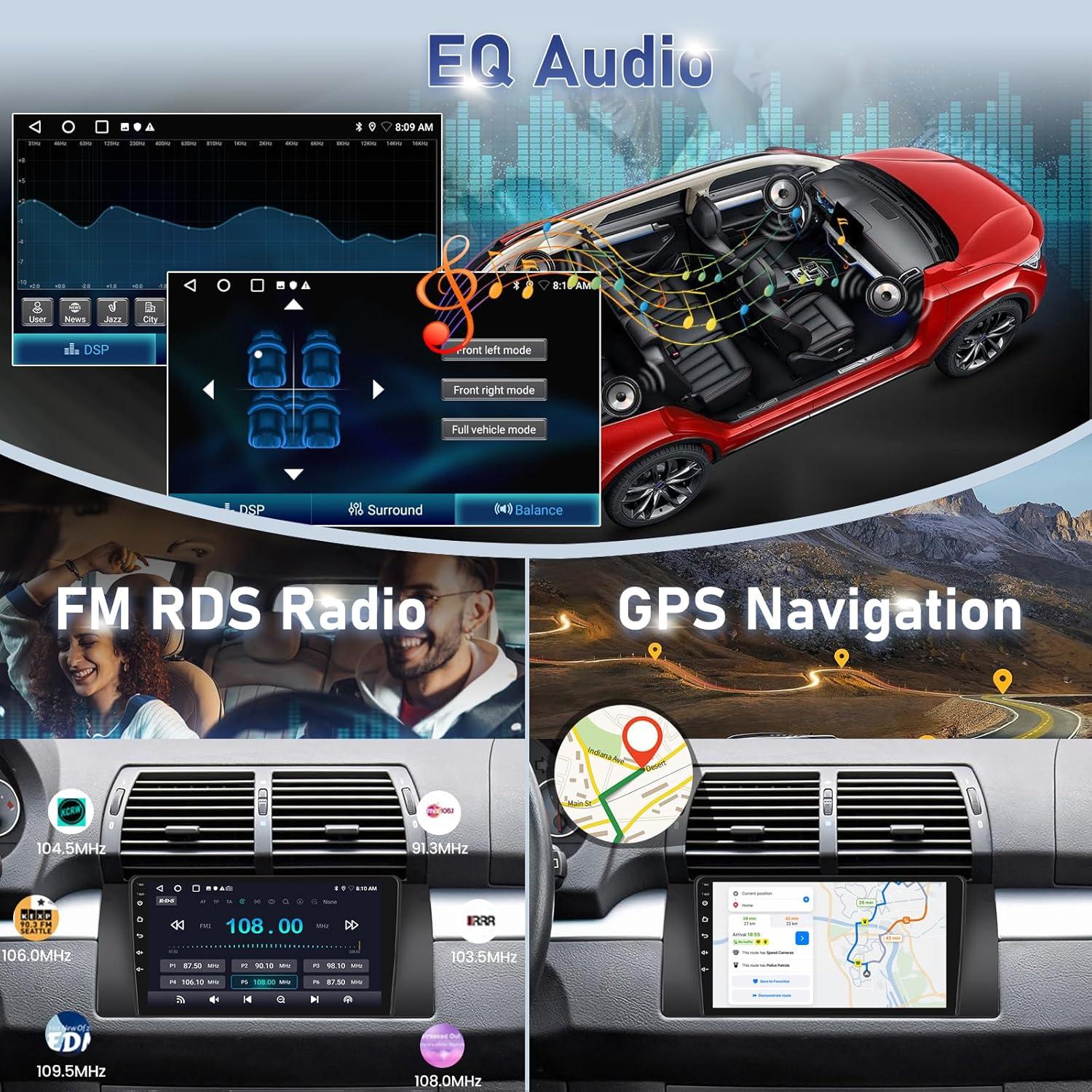 Radio de Coche Volxcereo para BMW E39 E53 M5 1999-2006 9" Android