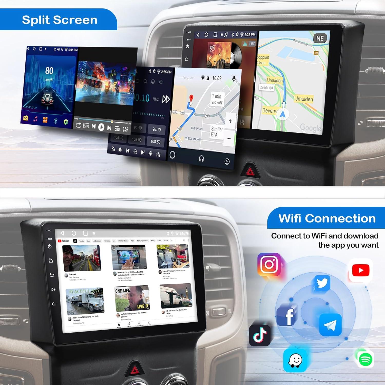 Estéreo de Coche KOBANOICA para Dodge RAM 2013-2018, 9" Android