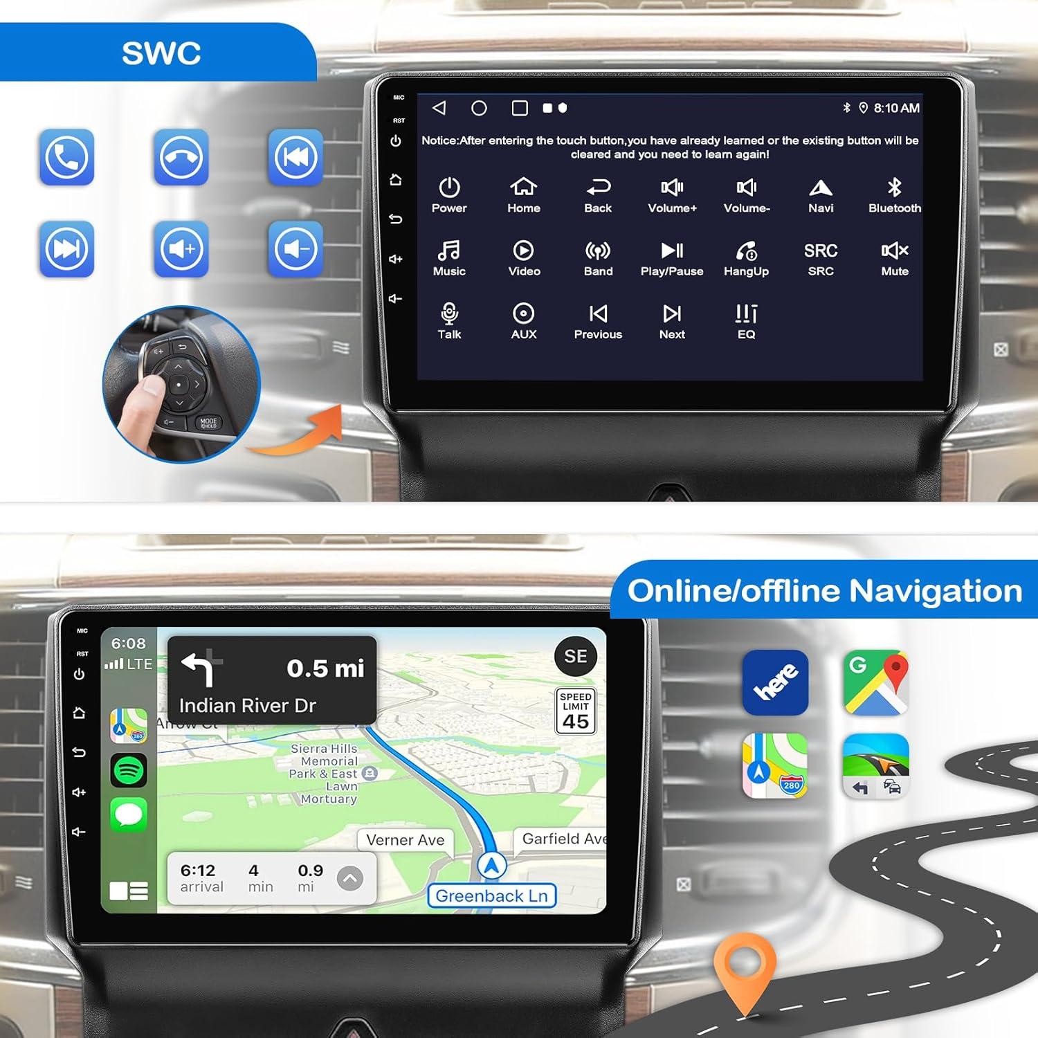 Estéreo de Coche KOBANOICA para Dodge RAM 2013-2018, 9" Android