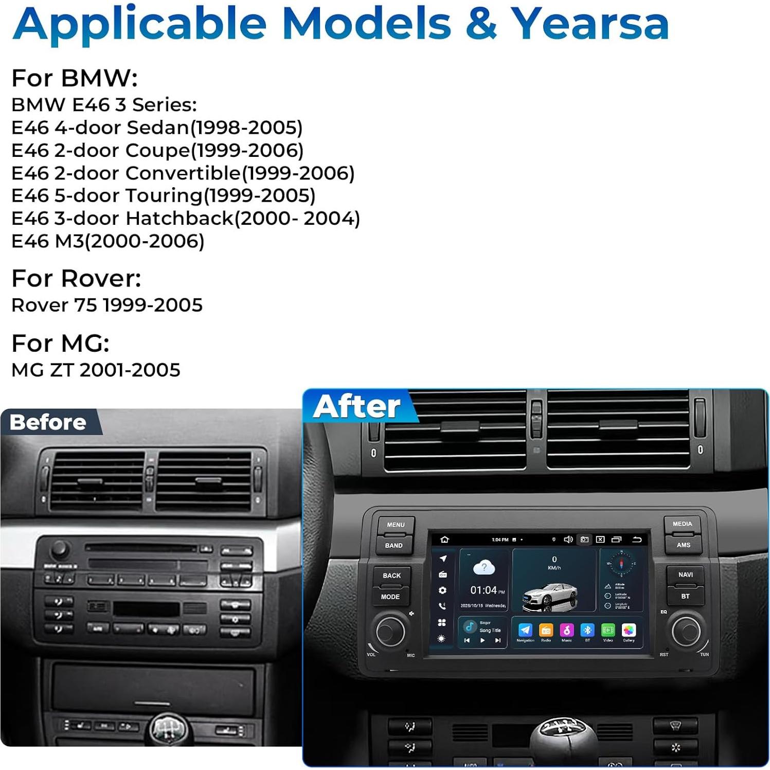 Radio de Coche SWTNVIN para BMW E46 M3 1999-2005 Android 14