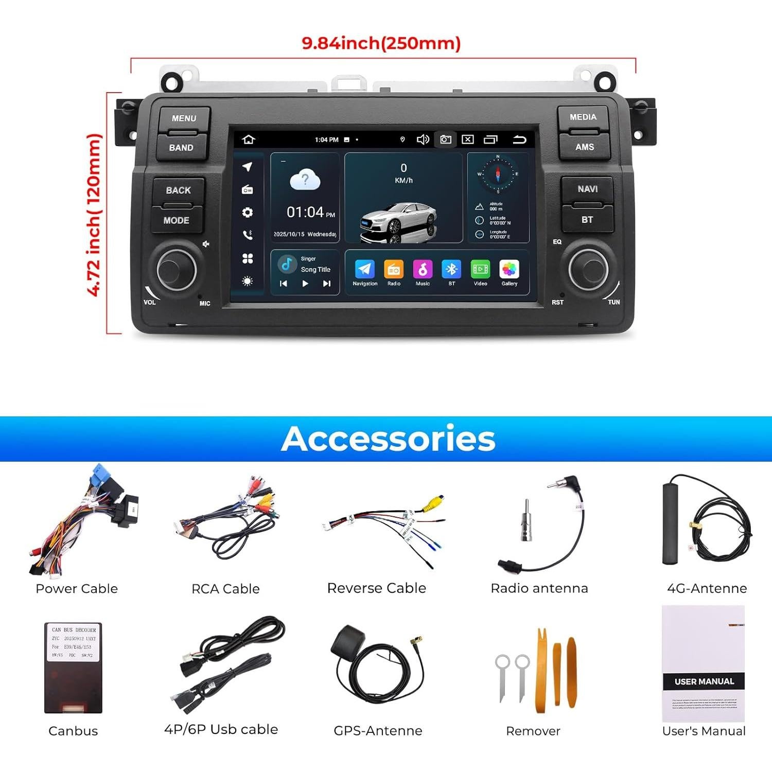 Radio de Coche SWTNVIN para BMW E46 M3 1999-2005 Android 14