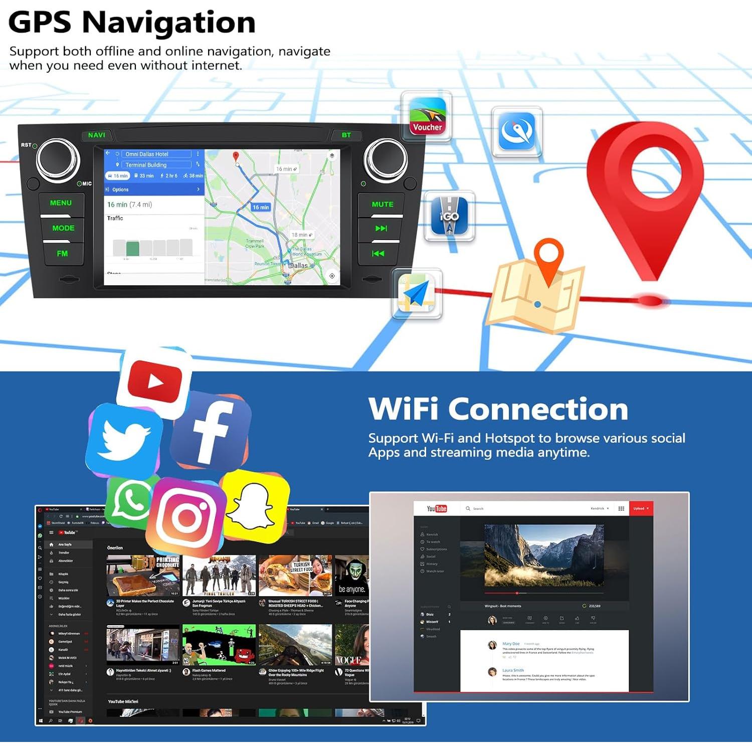 Estéreo de Radio para BMW E90/E91/E92/E93 2005-2011 CAMECHO 2GB+64GB