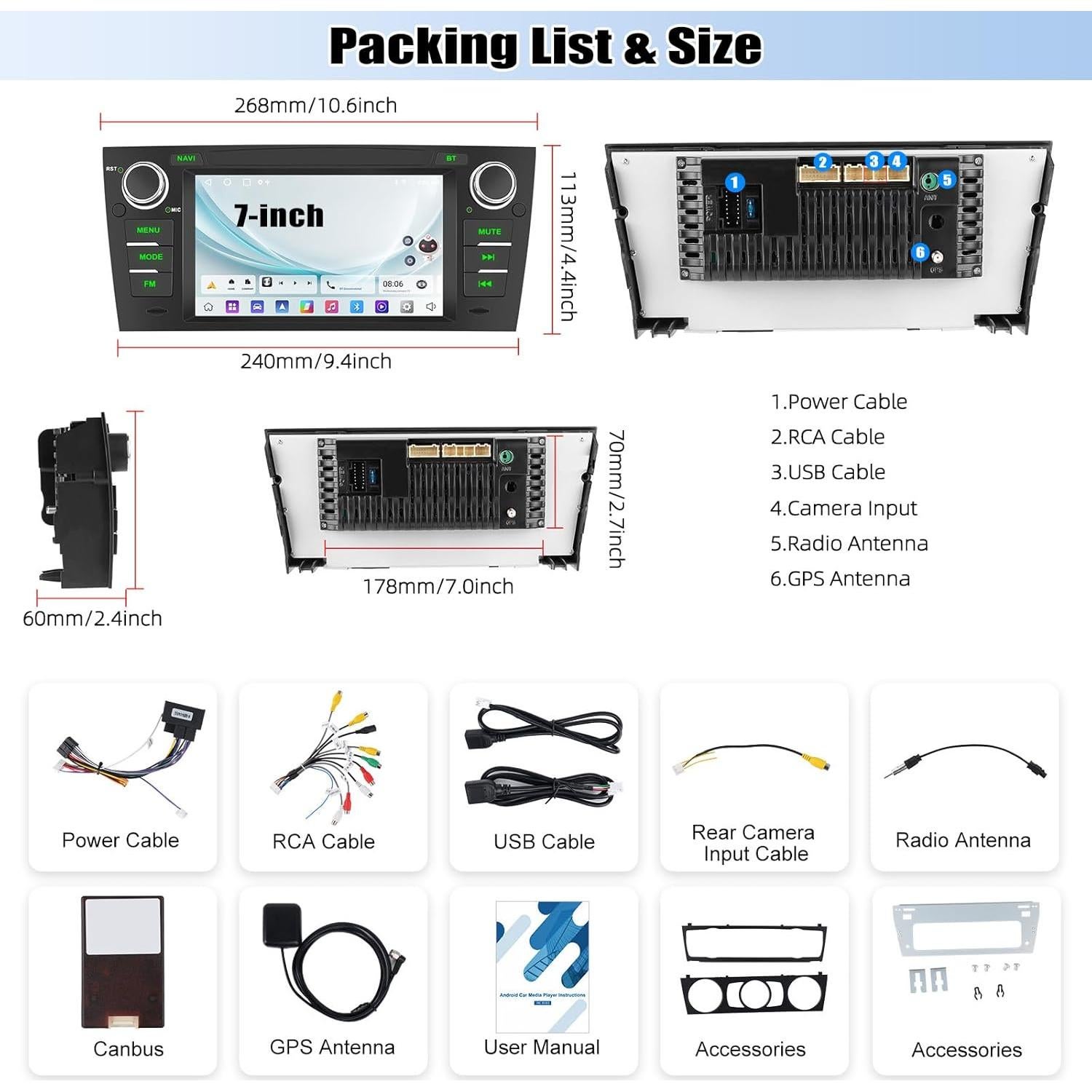 Estéreo de Radio para BMW E90/E91/E92/E93 2005-2011 CAMECHO 2GB+64GB