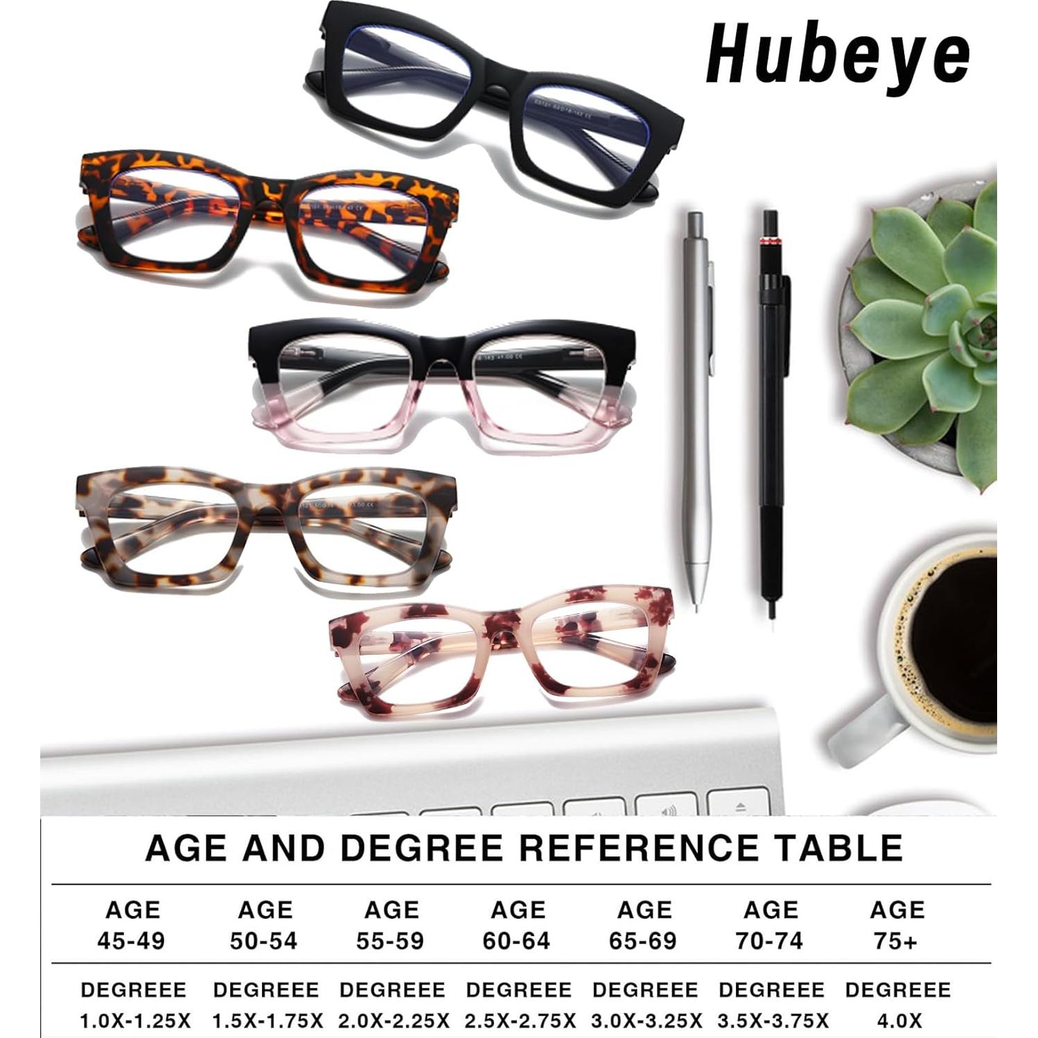 Gafas de Lectura Hubeye 5 Pares +2.0 Anti-Luz Azul