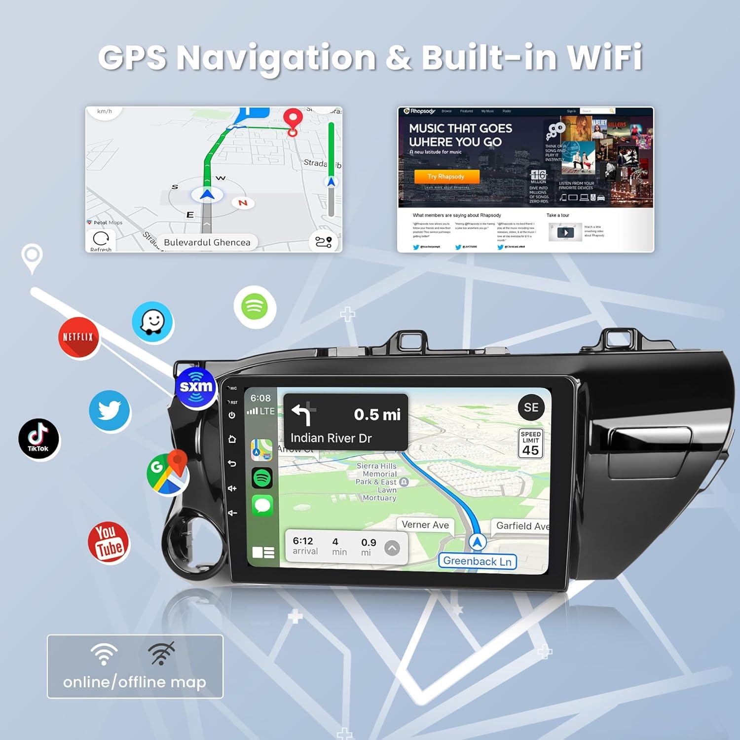 Estéreo de Coche Rimoody 2+64G Android 15 para Toyota Hilux 2015-2020