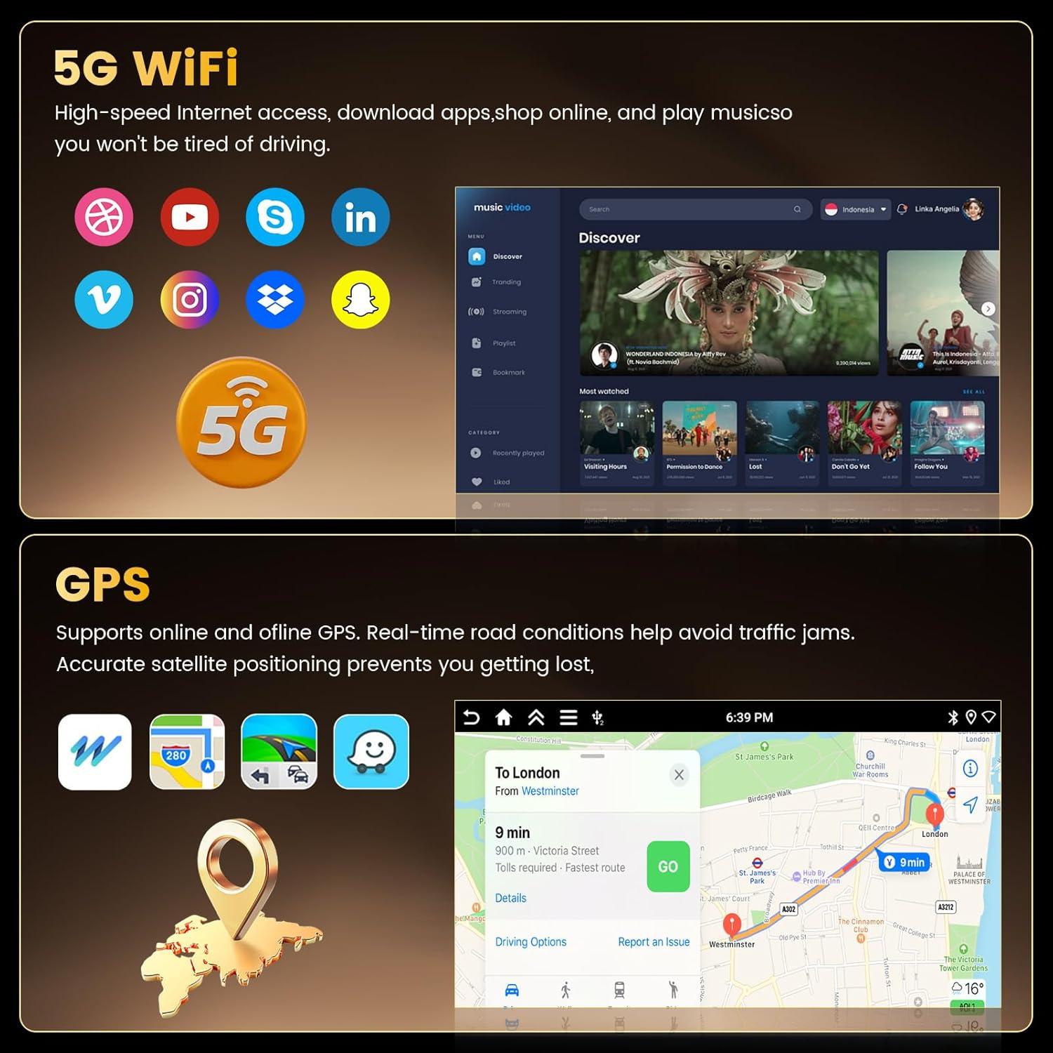 Estéreo de Coche Fuluku 4+64GB Android 9" para Suzuki Swift 2011-2017