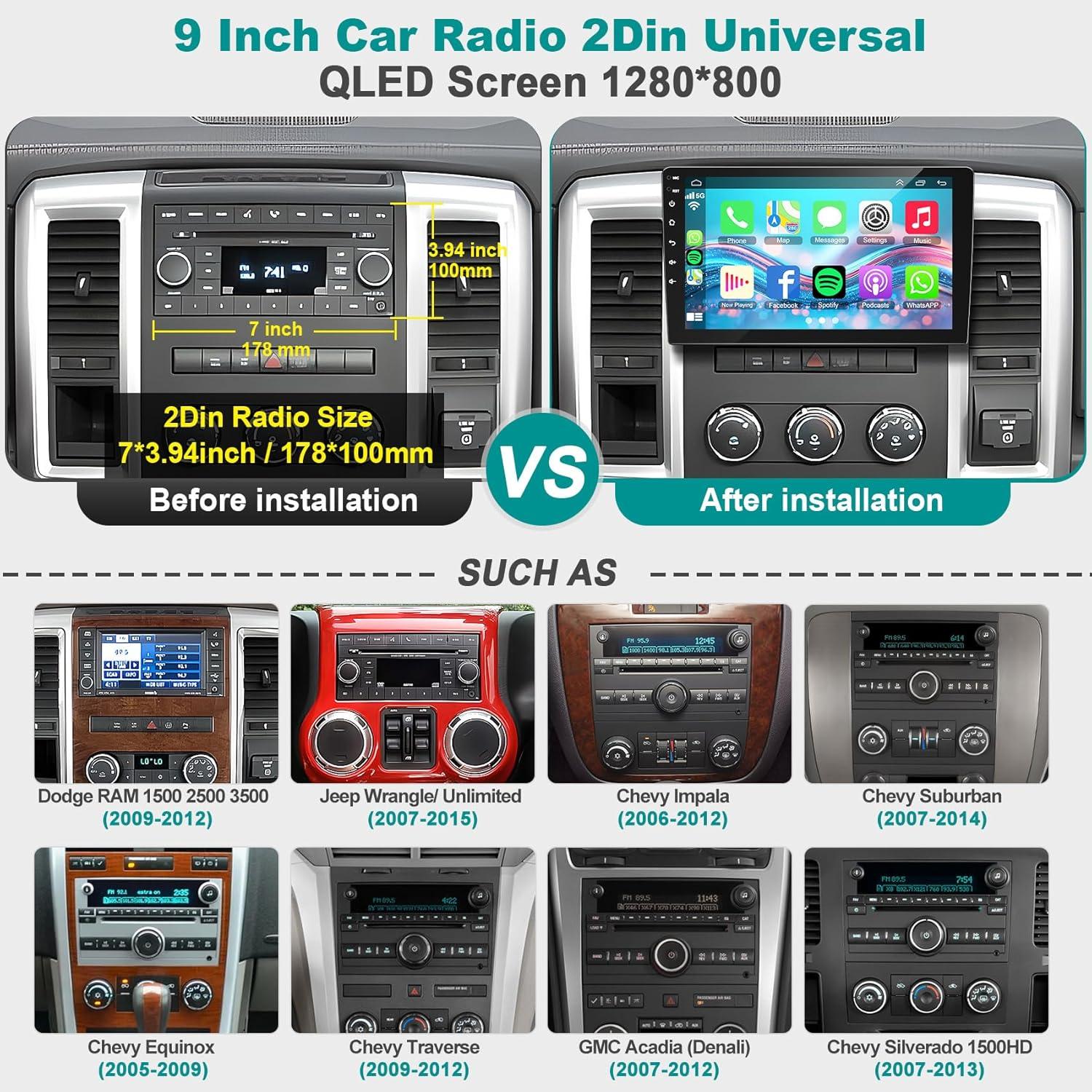 Estéreo Doble Din Electrosmart 9" QLED Android 13 GPS Bluetooth