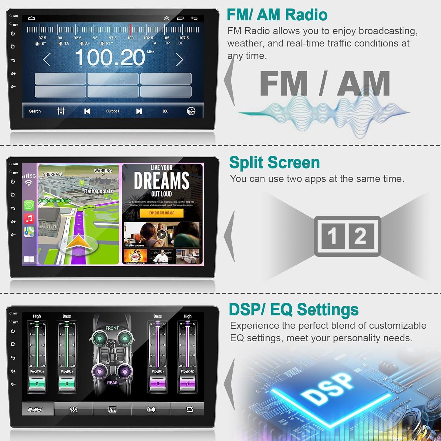 Estéreo Doble Din Electrosmart 9" QLED Android 13 GPS Bluetooth