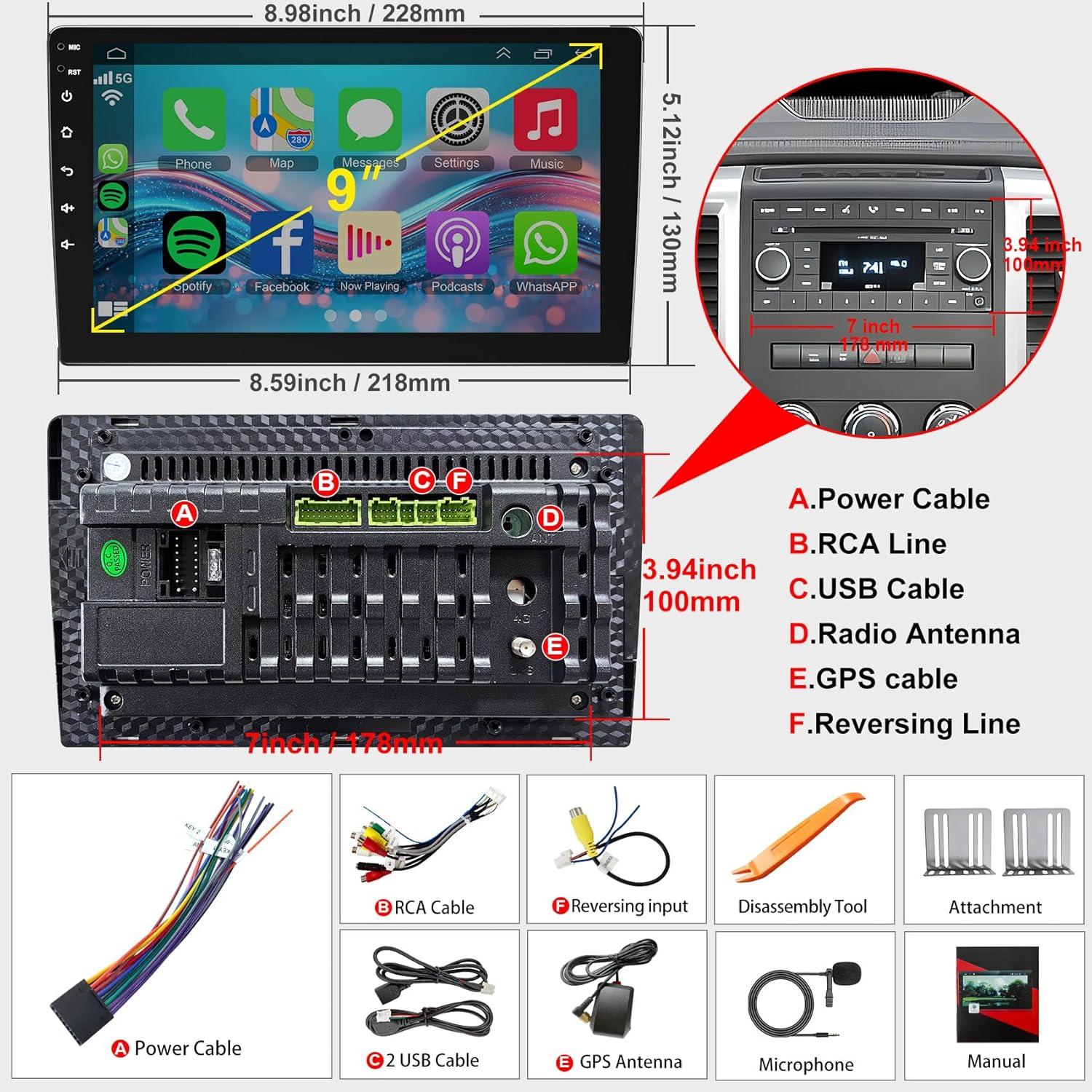 Estéreo Doble Din Electrosmart 9" QLED Android 13 GPS Bluetooth