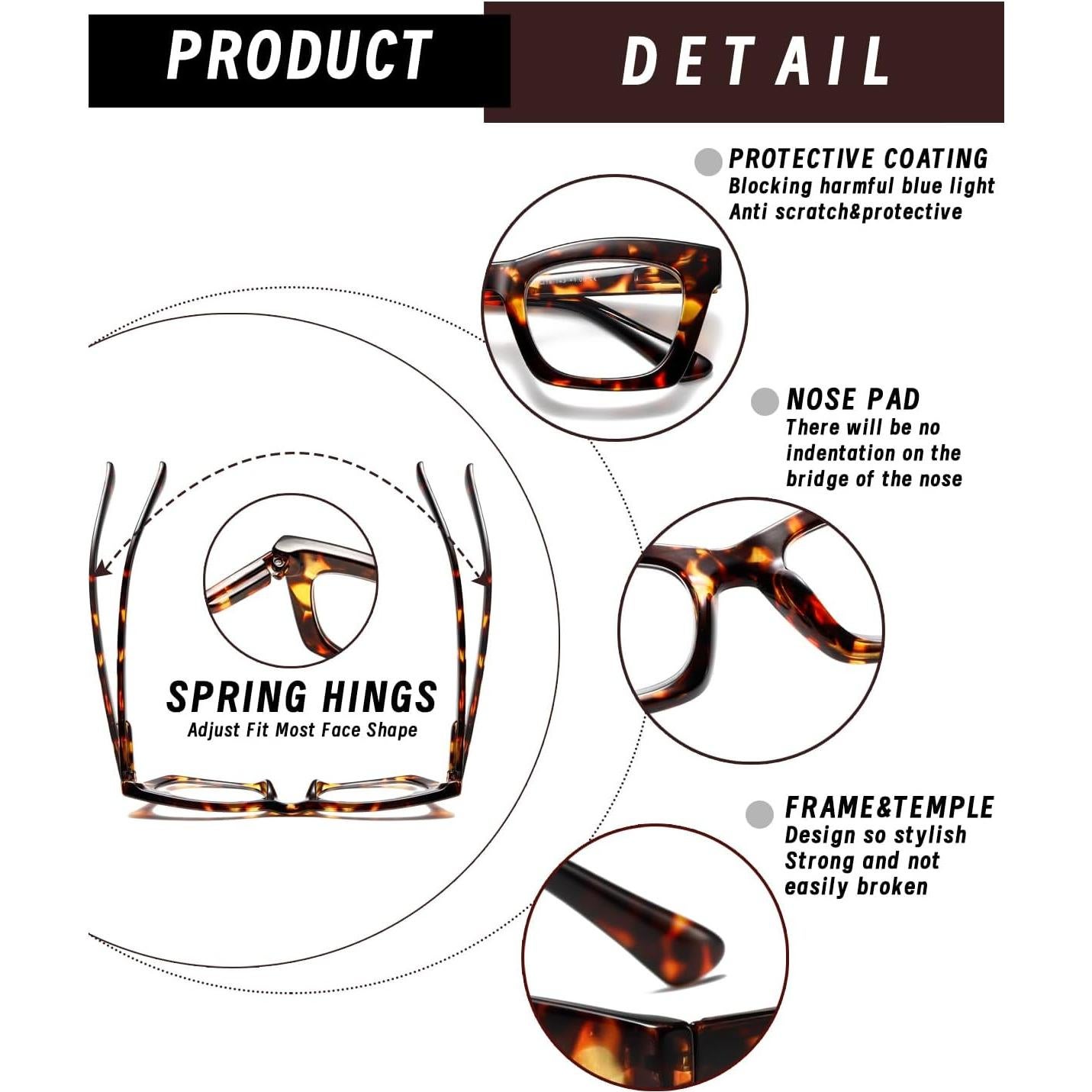 Gafas de lectura Hubeye 3 Pack con bloqueo luz azul 1.5D