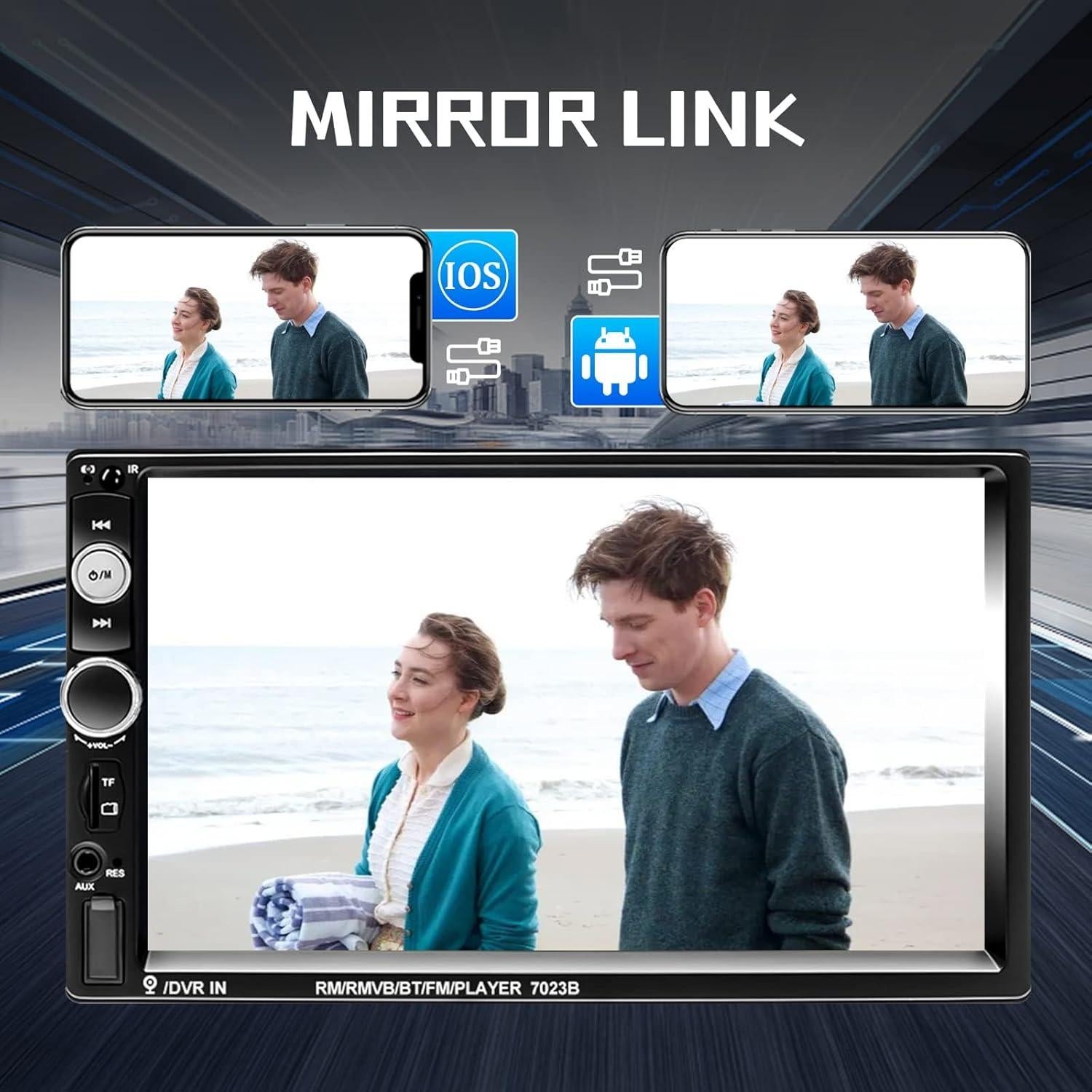 Estéreo de Coche CAMECHO 2 Din 7" HD Bluetooth con Cámara