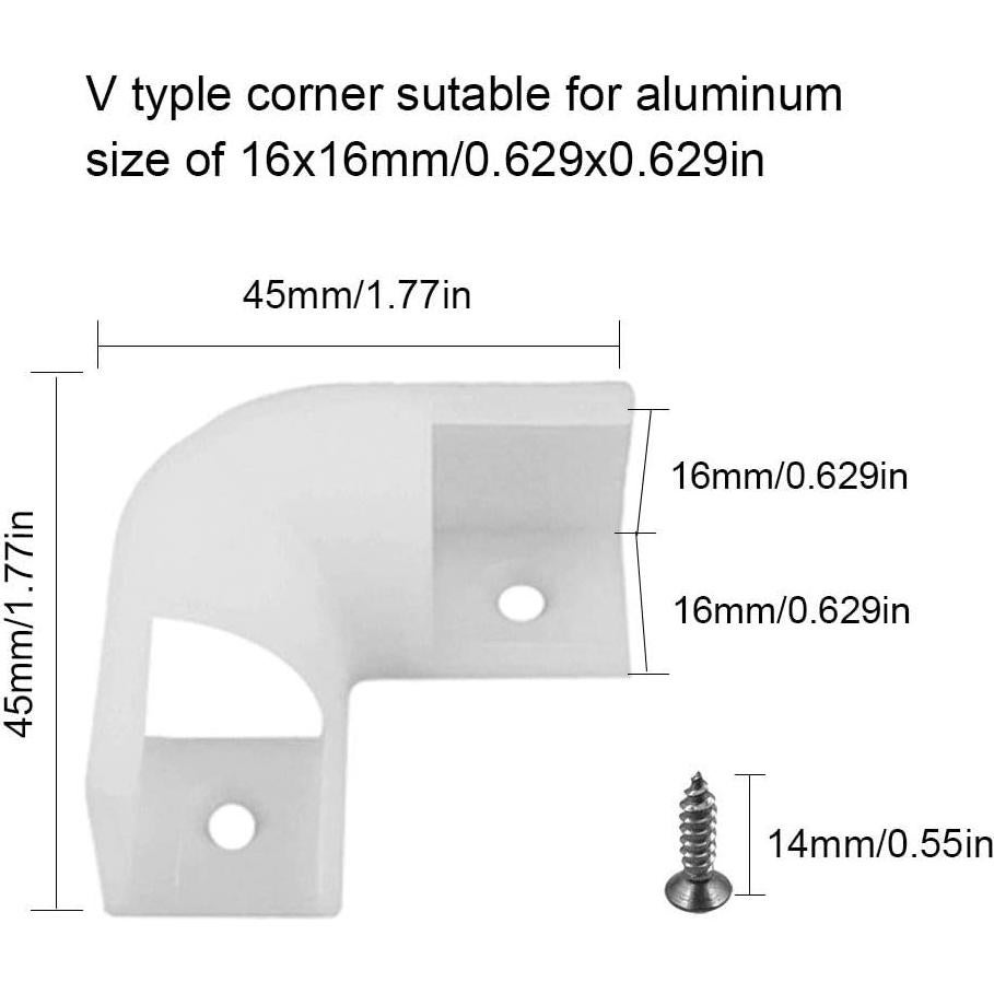 Conector de Esquina LED HAMRVL 45x45mm para Canal de Aluminio