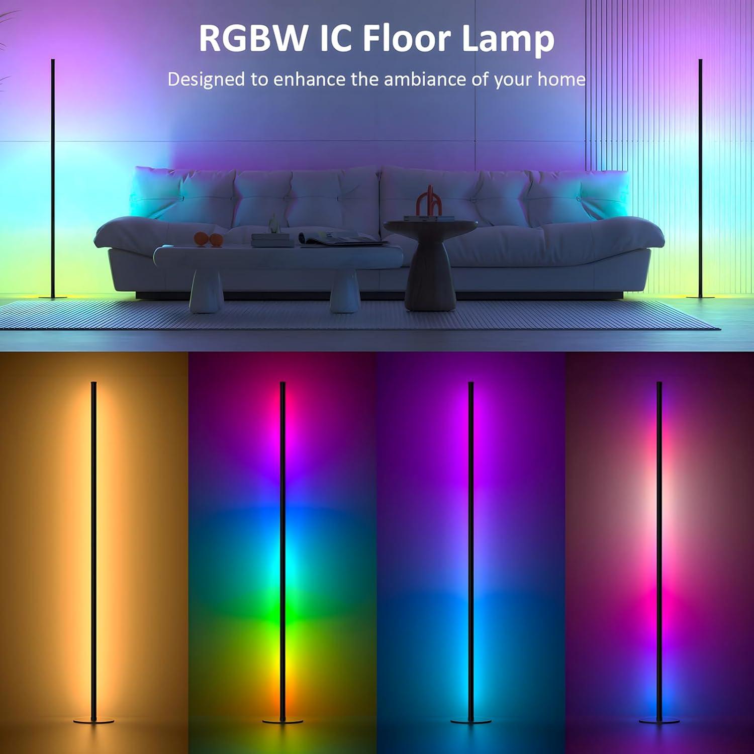 Lámpara de Esquina LED RGB Eastfine 139.7 cm, Control Remoto