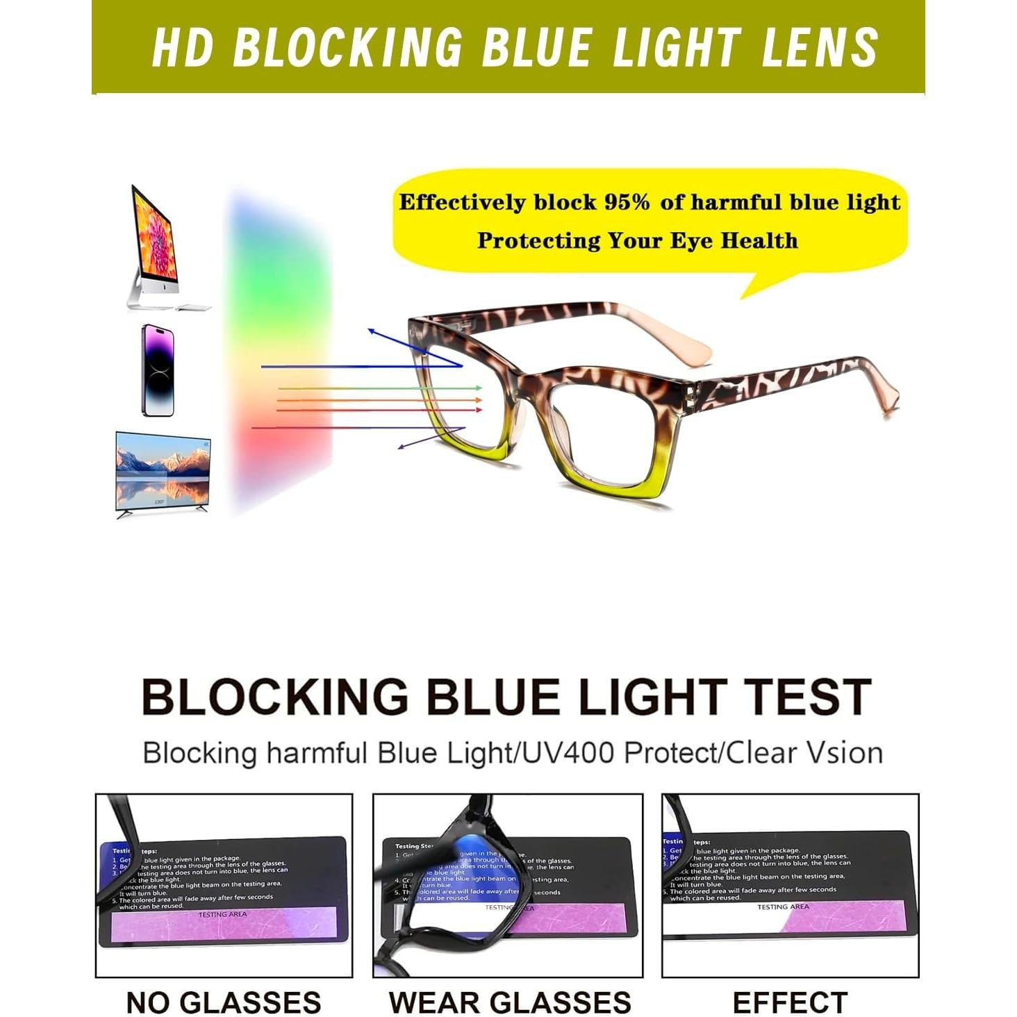Gafas de lectura Hubeye 3 Pack +1.0 con bloqueo luz azul