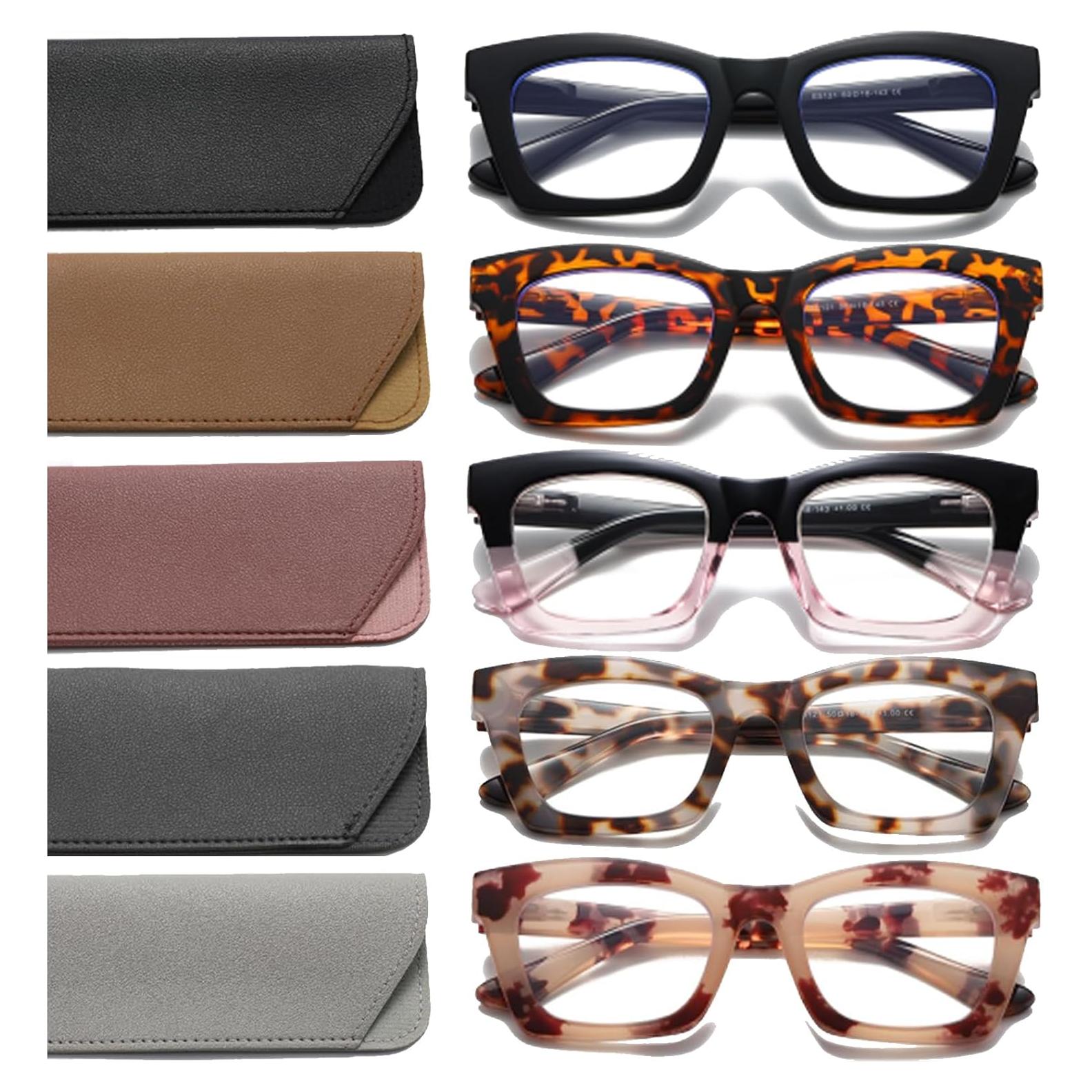 Gafas de Lectura Hubeye 5 Pares Cuadradas Anti-Luz Azul