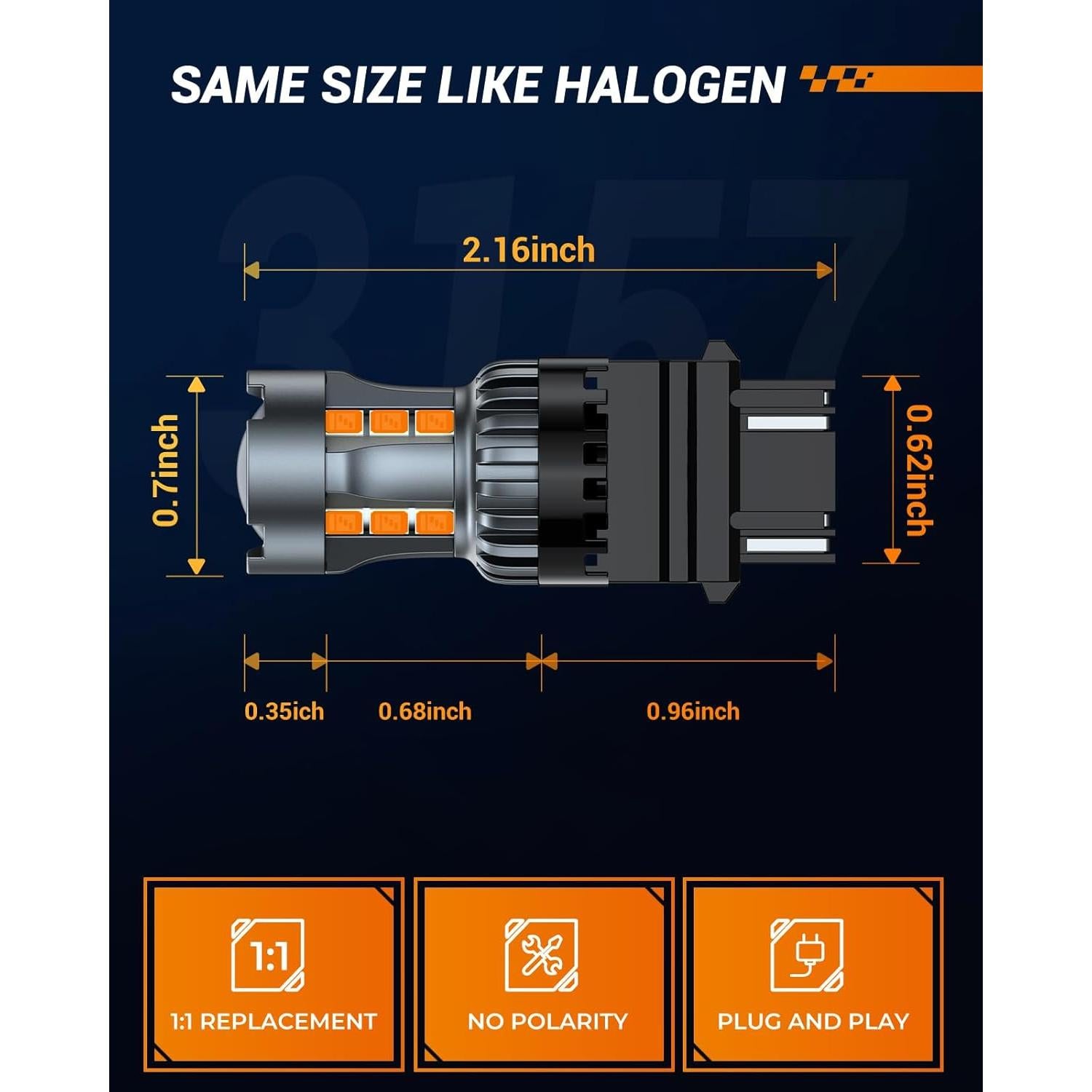 Bombilla LED 3157 SEALIGHT Ámbar 600% Brillo 50000 Horas