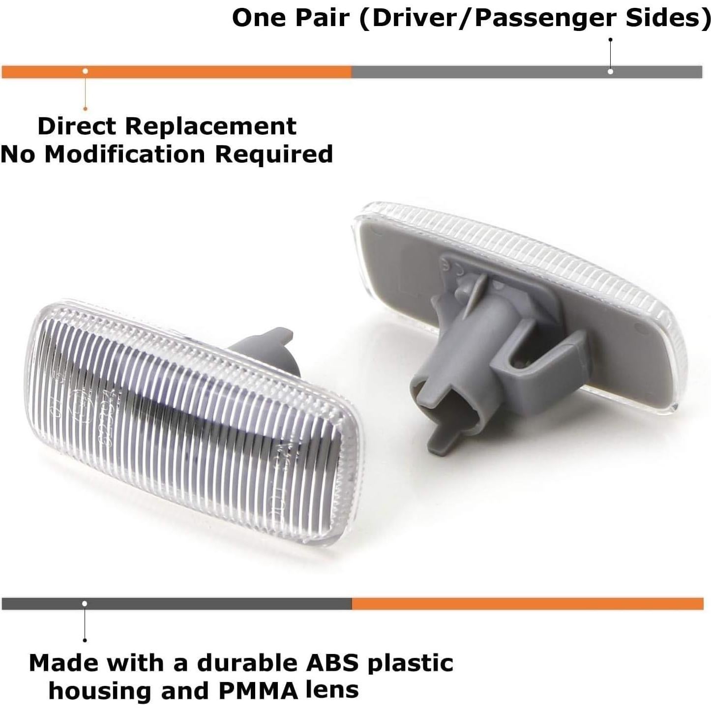 Carcasa Lámpara Marcador Lateral iJDMTOY Claro Audi A4 A6 A8 TT