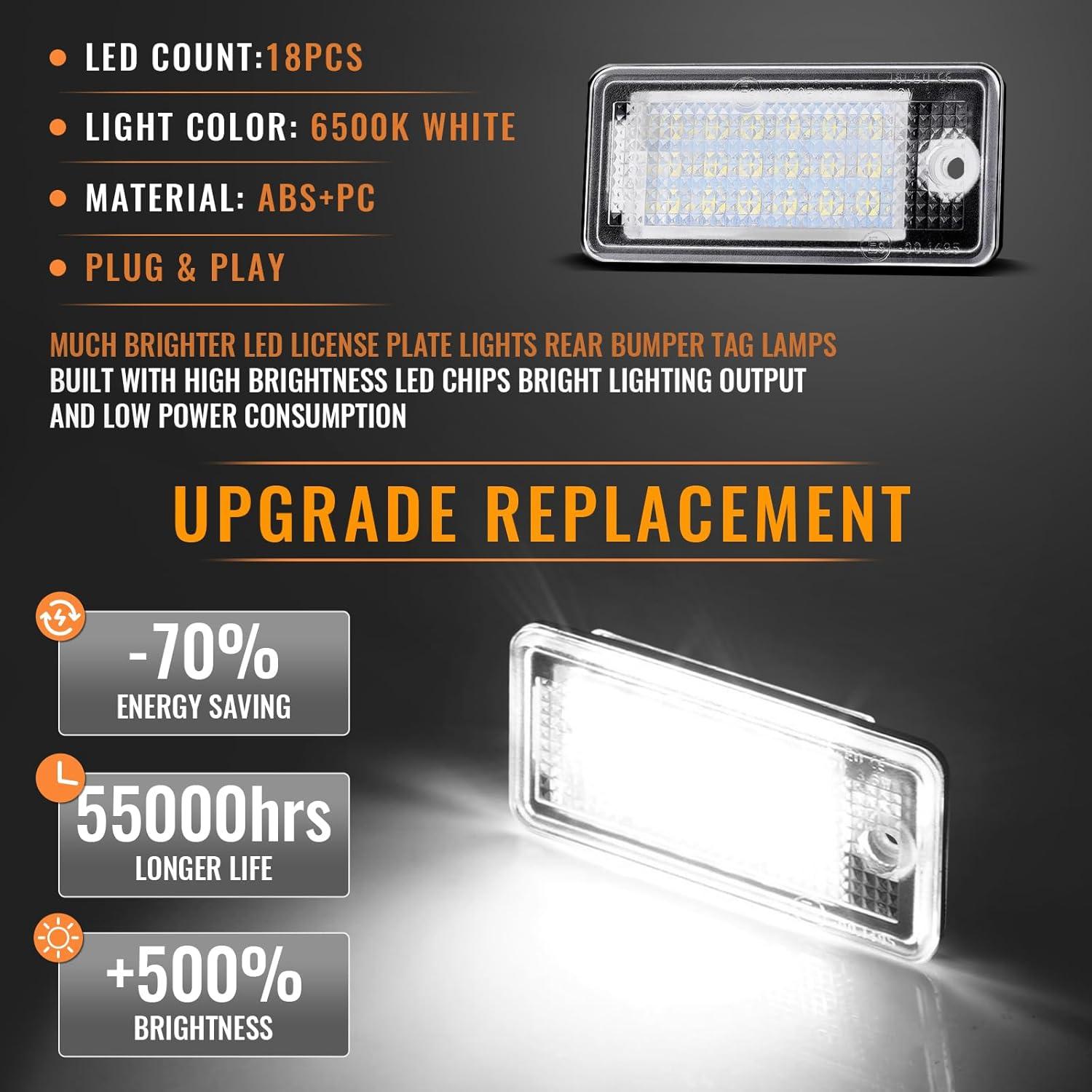 Luces LED de Placa de Licencia Gempro 6000K para Audi A3 A4 A6