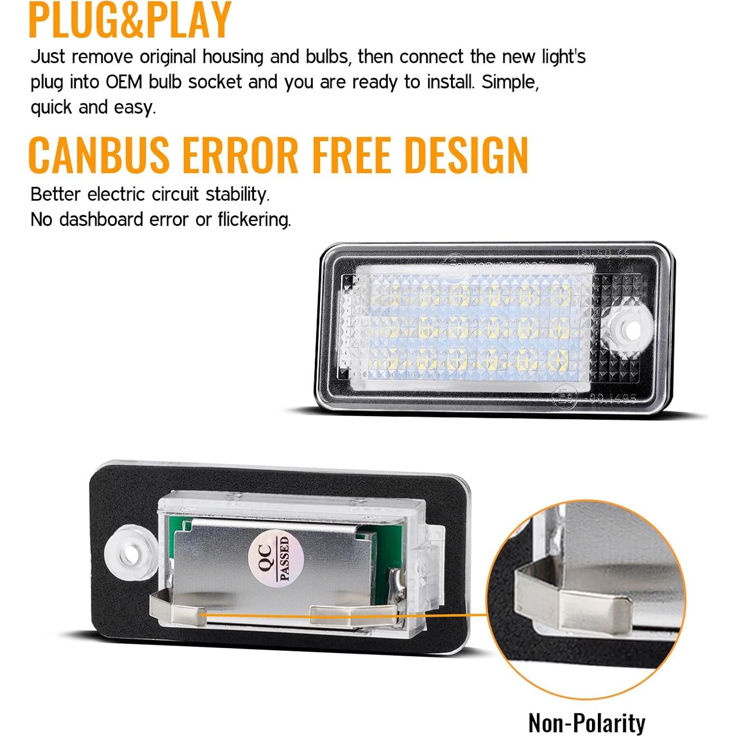 Luces LED de Placa de Licencia Gempro 6000K para Audi A3 A4 A6