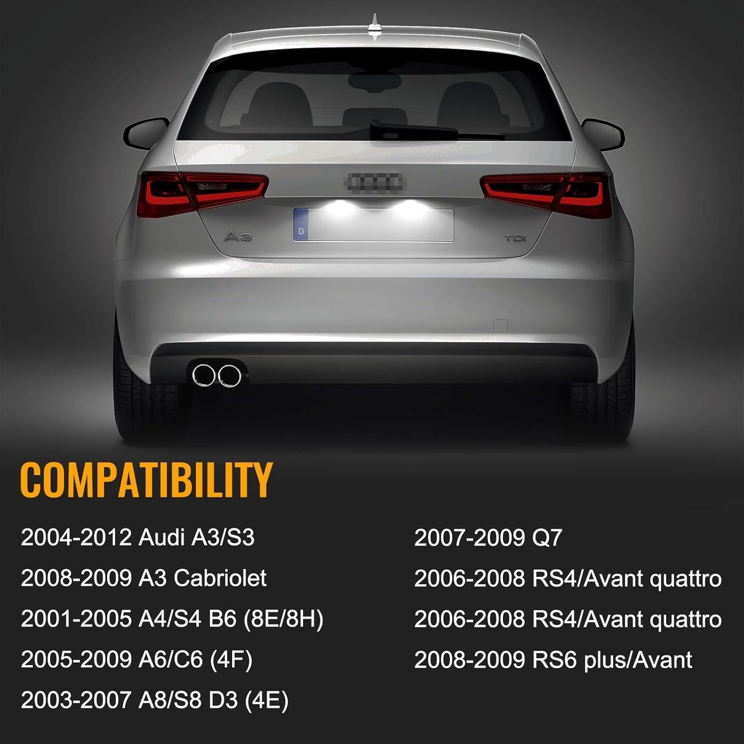 Luces LED de Placa de Licencia Gempro 6000K para Audi A3 A4 A6