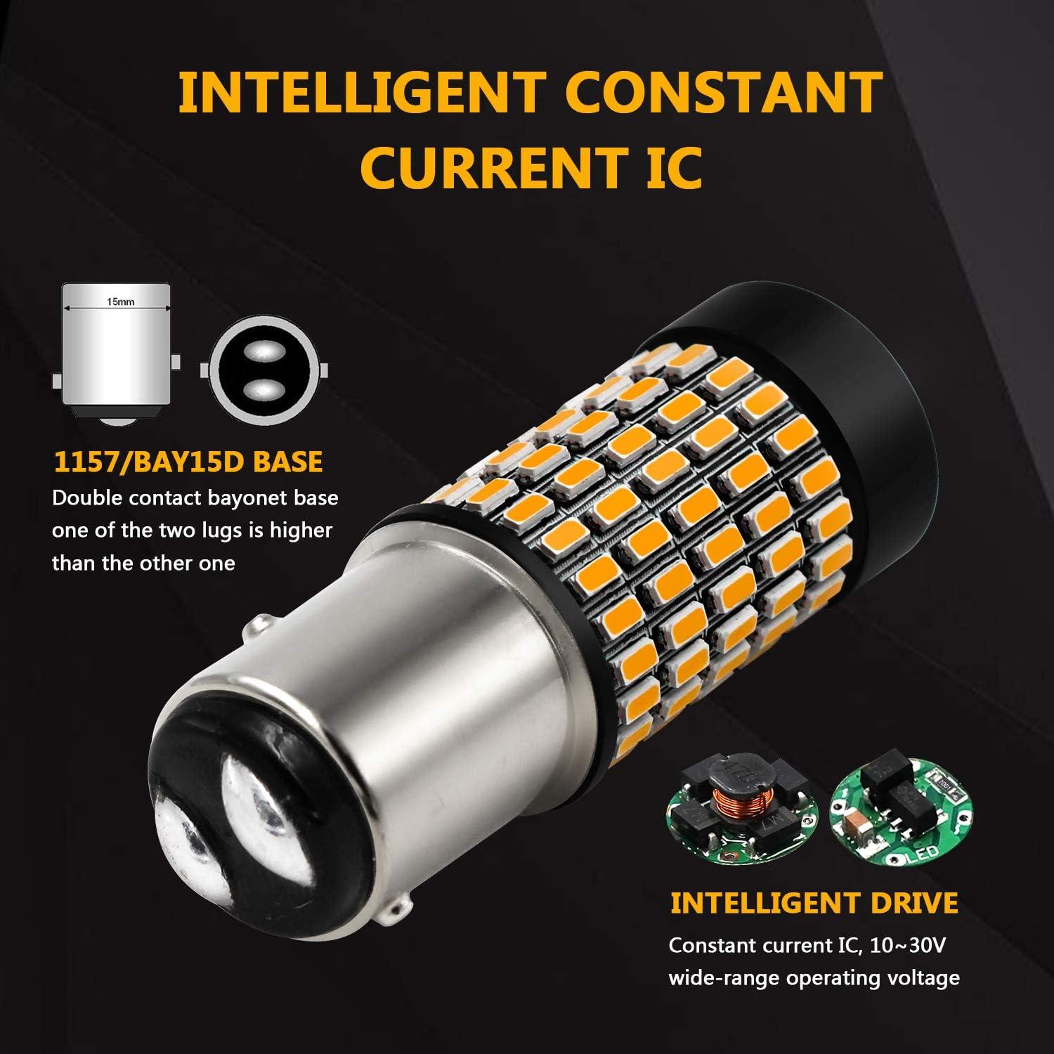 Bombillas LED de Señal de Giro PHINLION 1157 Amarillo Ámbar - Paquete de 2