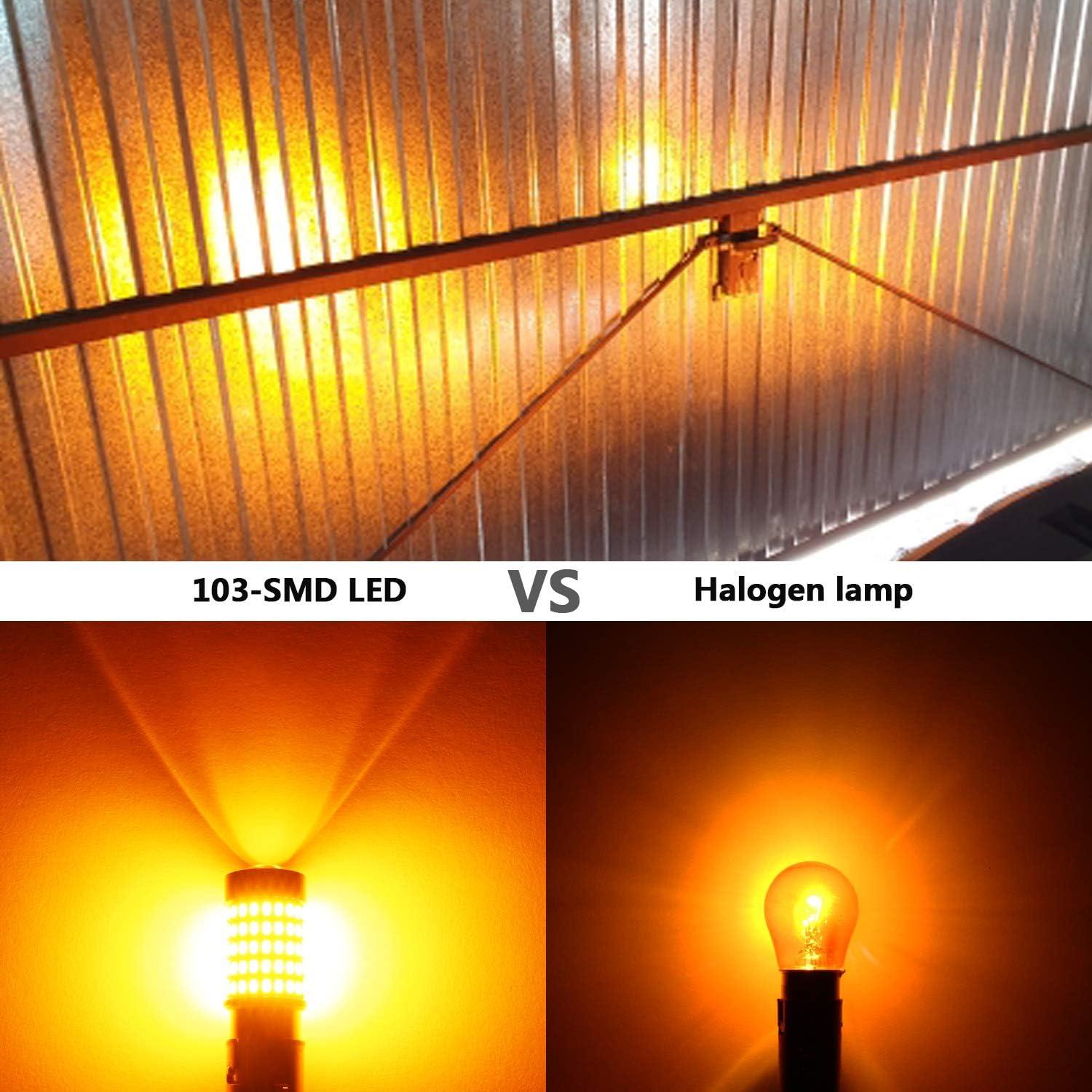 Bombillas LED de Señal de Giro PHINLION 1157 Amarillo Ámbar - Paquete de 2