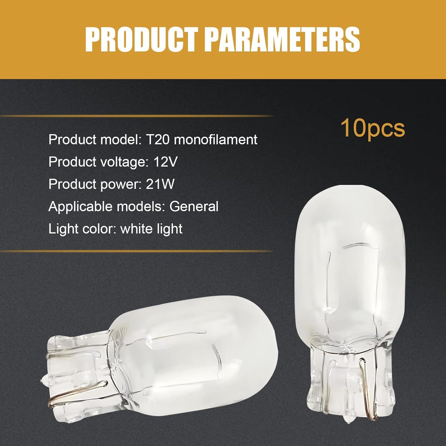 10 Bombillas de Luz de Freno T20 DACIRTY 440 LM Blanco