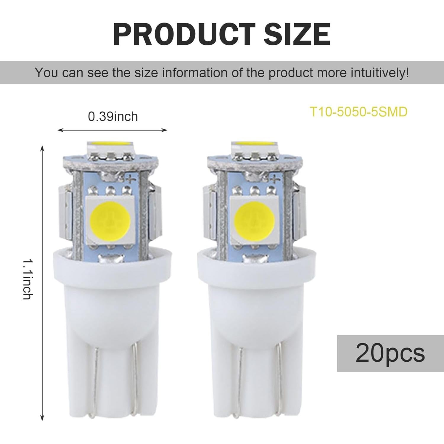 20 Bombillas LED T10 194 6000K Ferianl para Coche