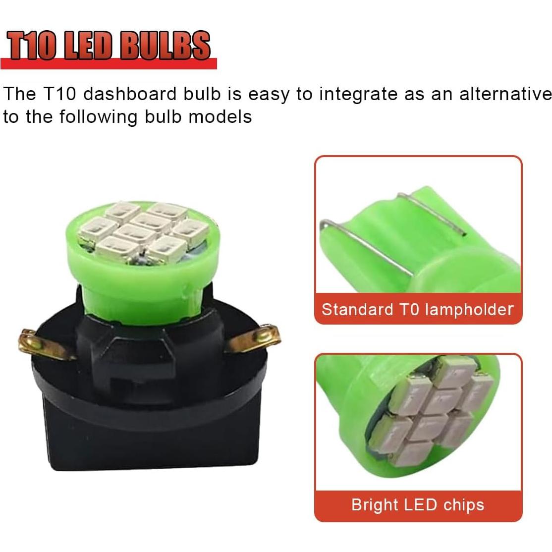 20 Bombillas LED T10 GAOLAOSY Verde 12V 200 Lúmenes