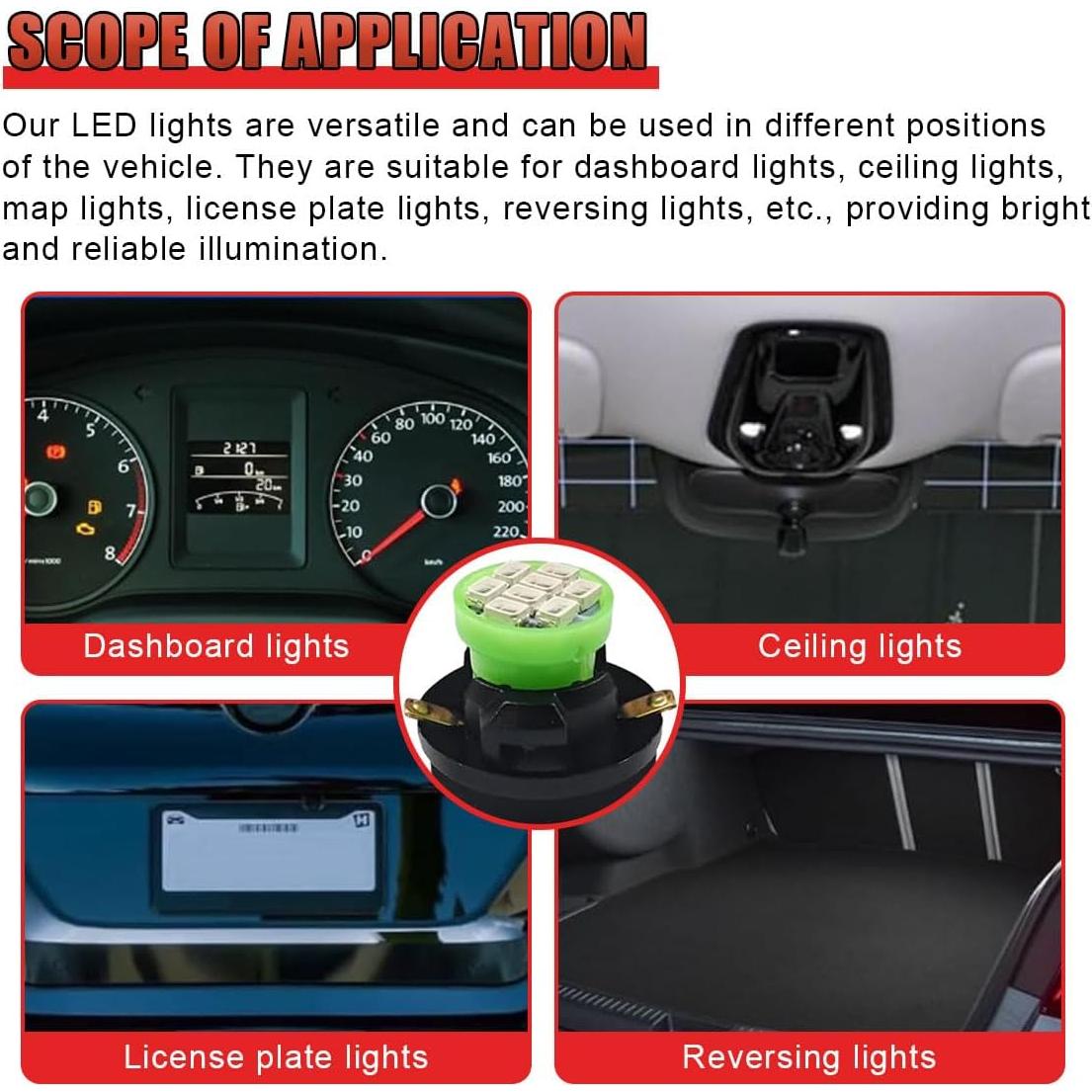 20 Bombillas LED T10 GAOLAOSY Verde 12V 200 Lúmenes