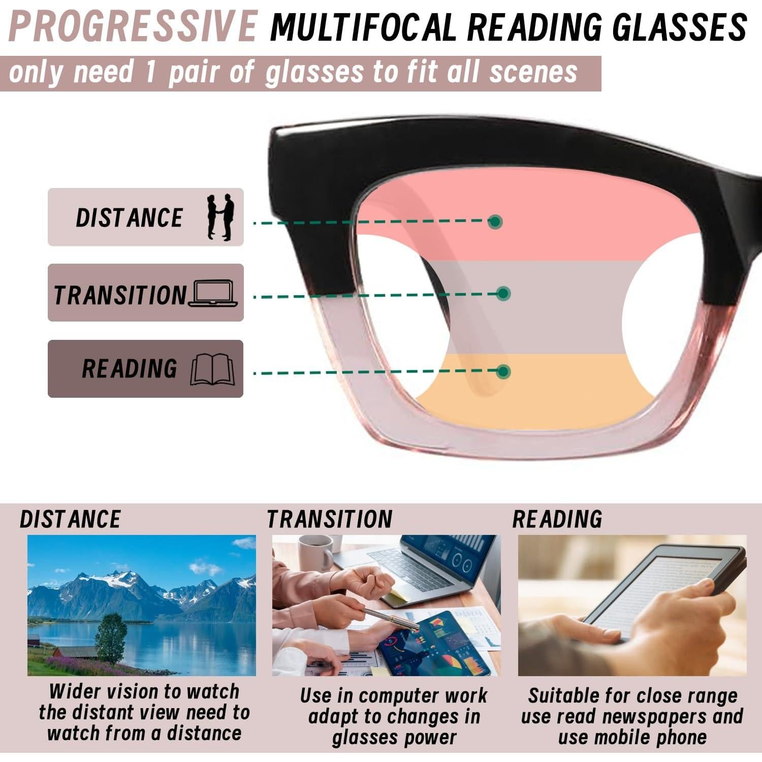 Gafas de Lectura Progresivas Hubeye 2.5 Dioptrías Bloqueo Luz Azul