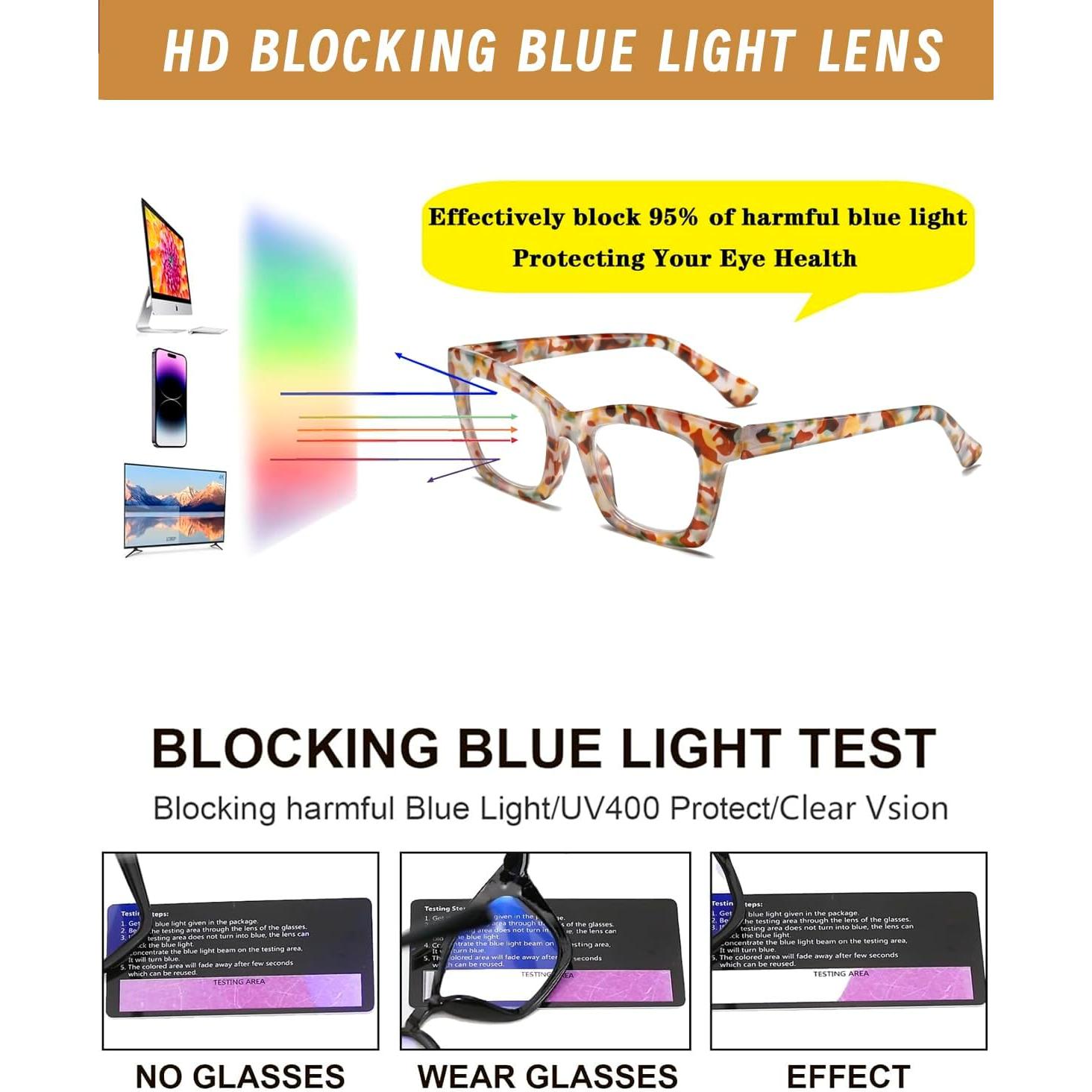 Gafas de lectura Hubeye 3 Pack con bloqueo luz azul +1.25