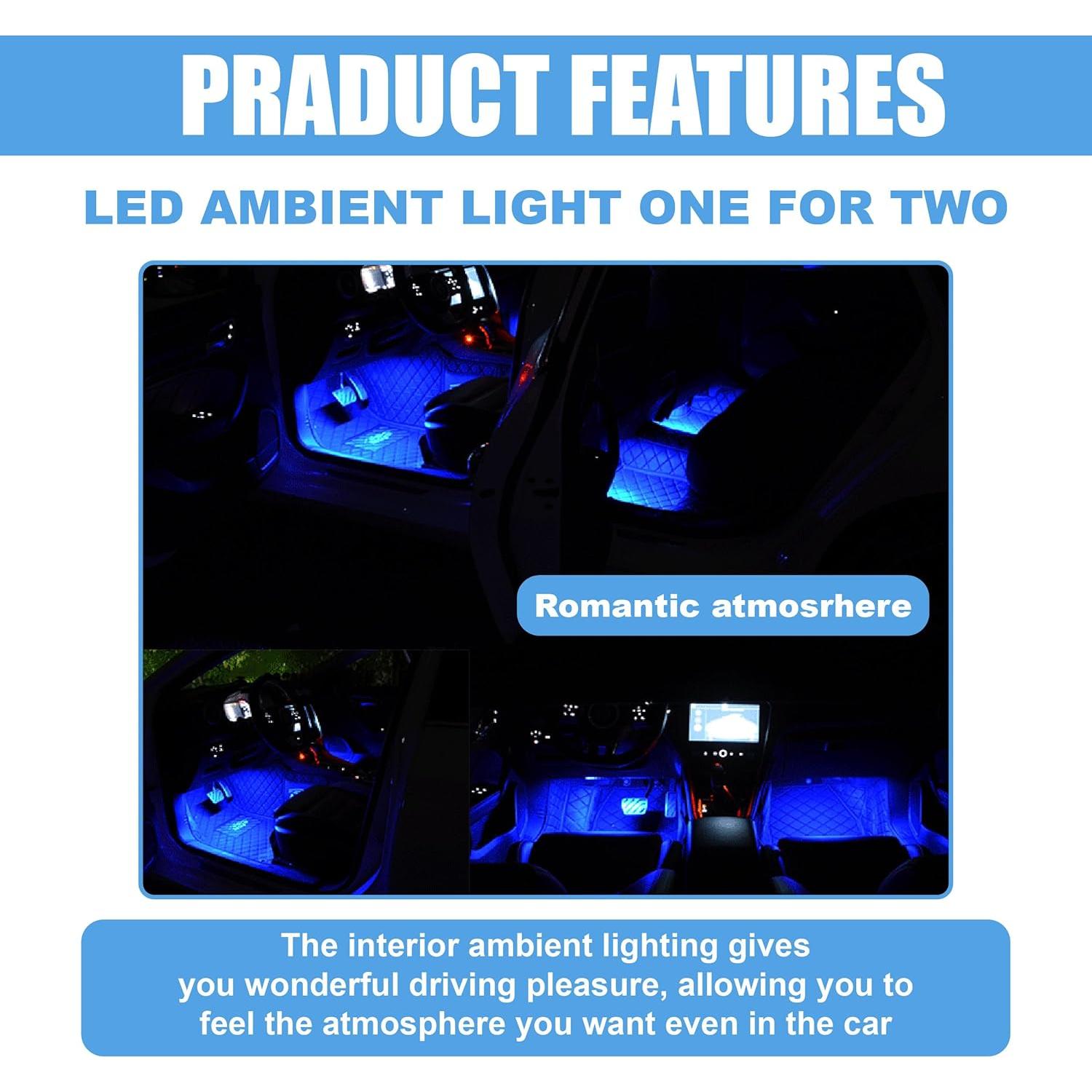 Tira de Luz LED Interior para Auto UHANBUT Azul 22.5 cm