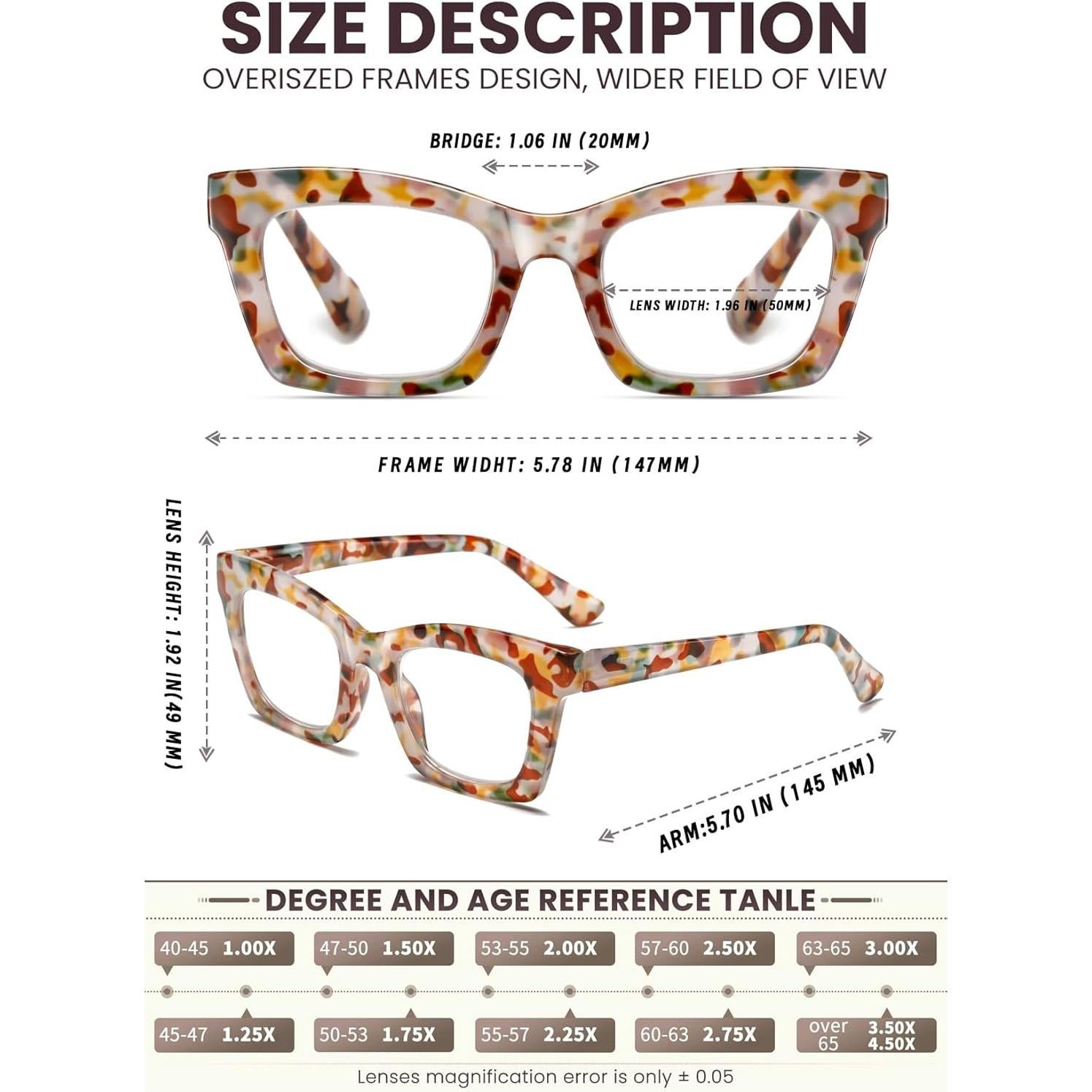 Gafas de Lectura Hubeye Estilo Oprah +2.5 Dioptrías Bloqueo Luz Azul