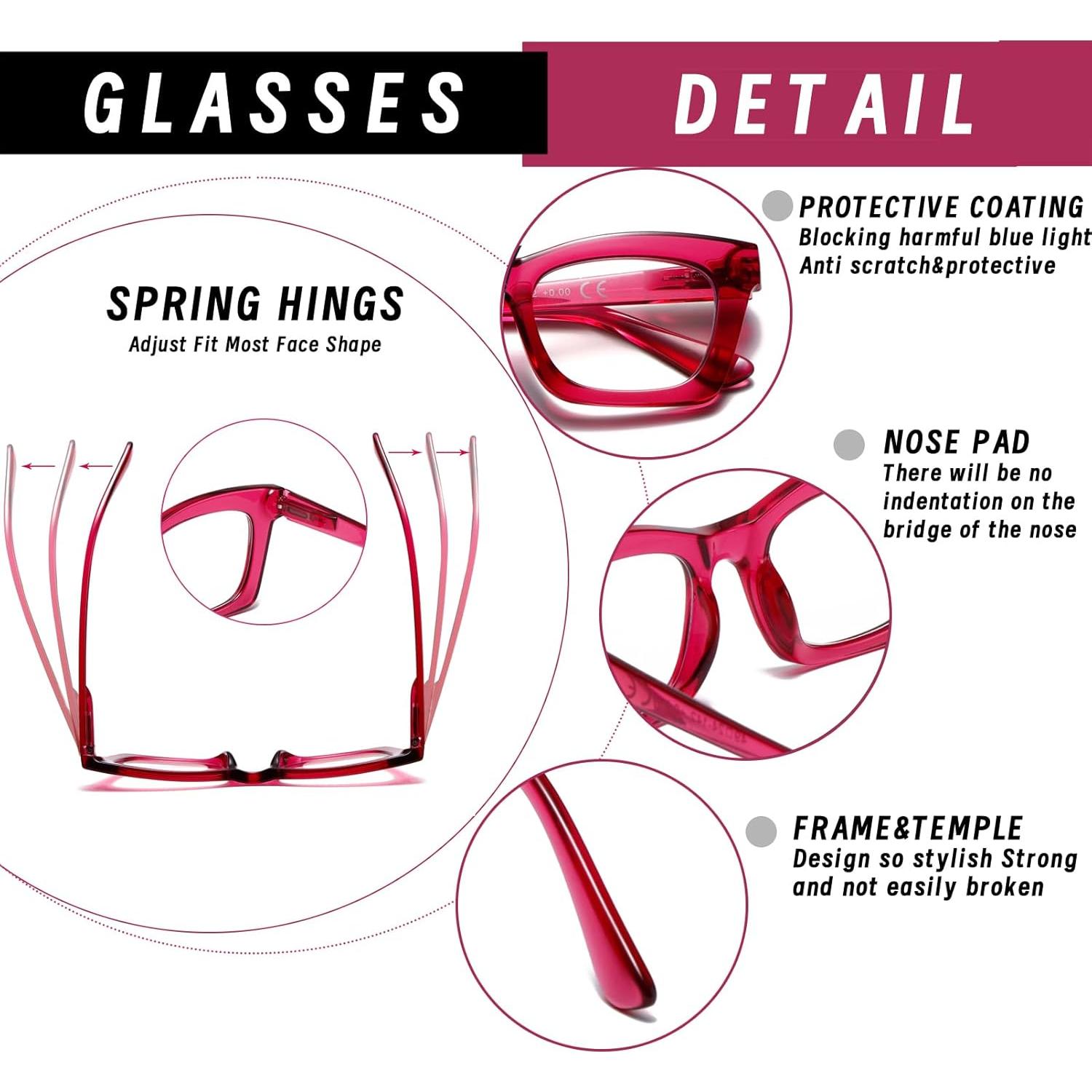 Gafas de Lectura Hubeye Estilo Oprah con Bloqueo Luz Azul +2.25