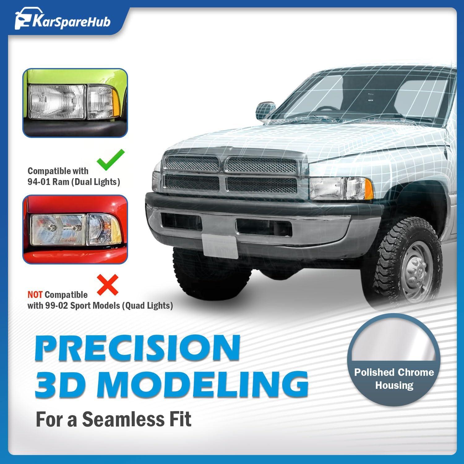 Faros para Dodge Ram 1500 2500 3500 1994-2001 KarSpareHub