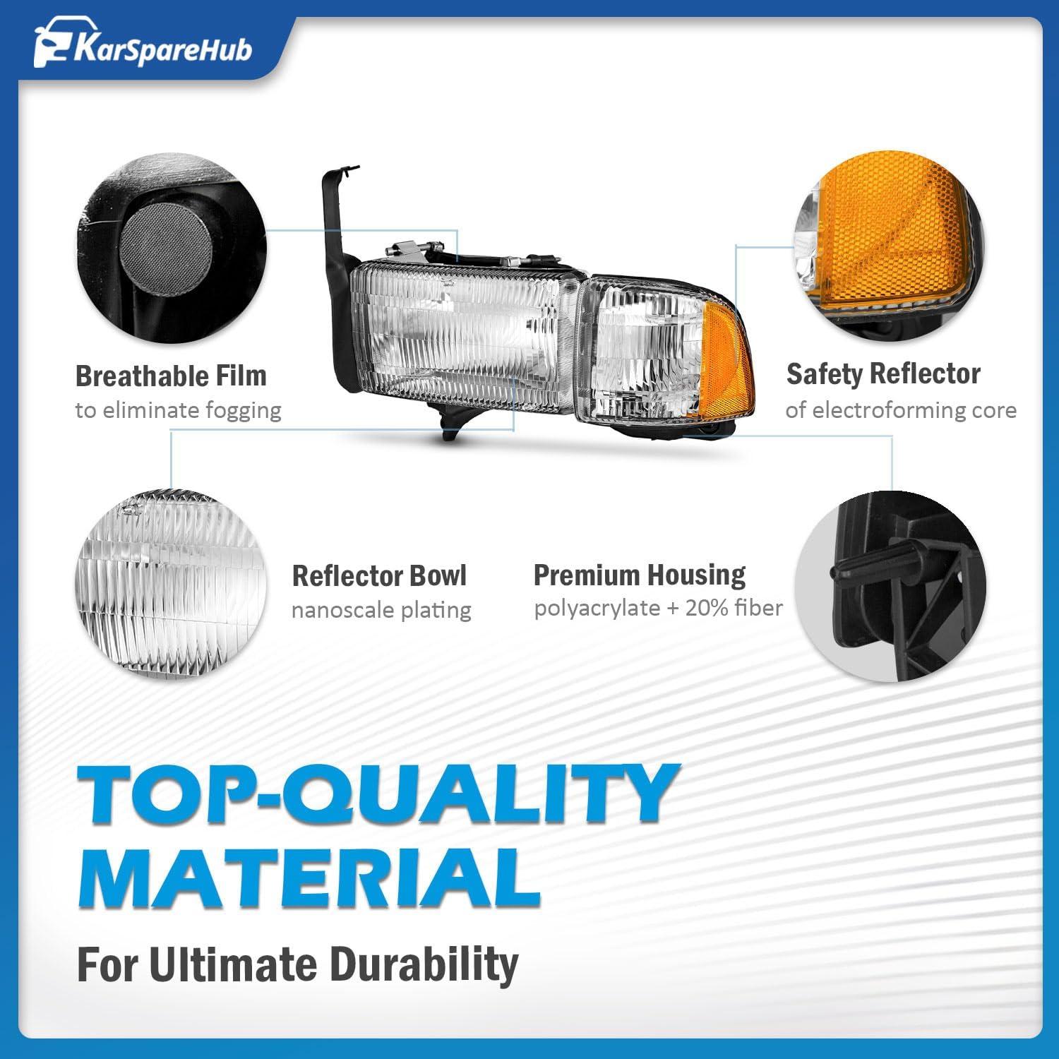Faros para Dodge Ram 1500 2500 3500 1994-2001 KarSpareHub
