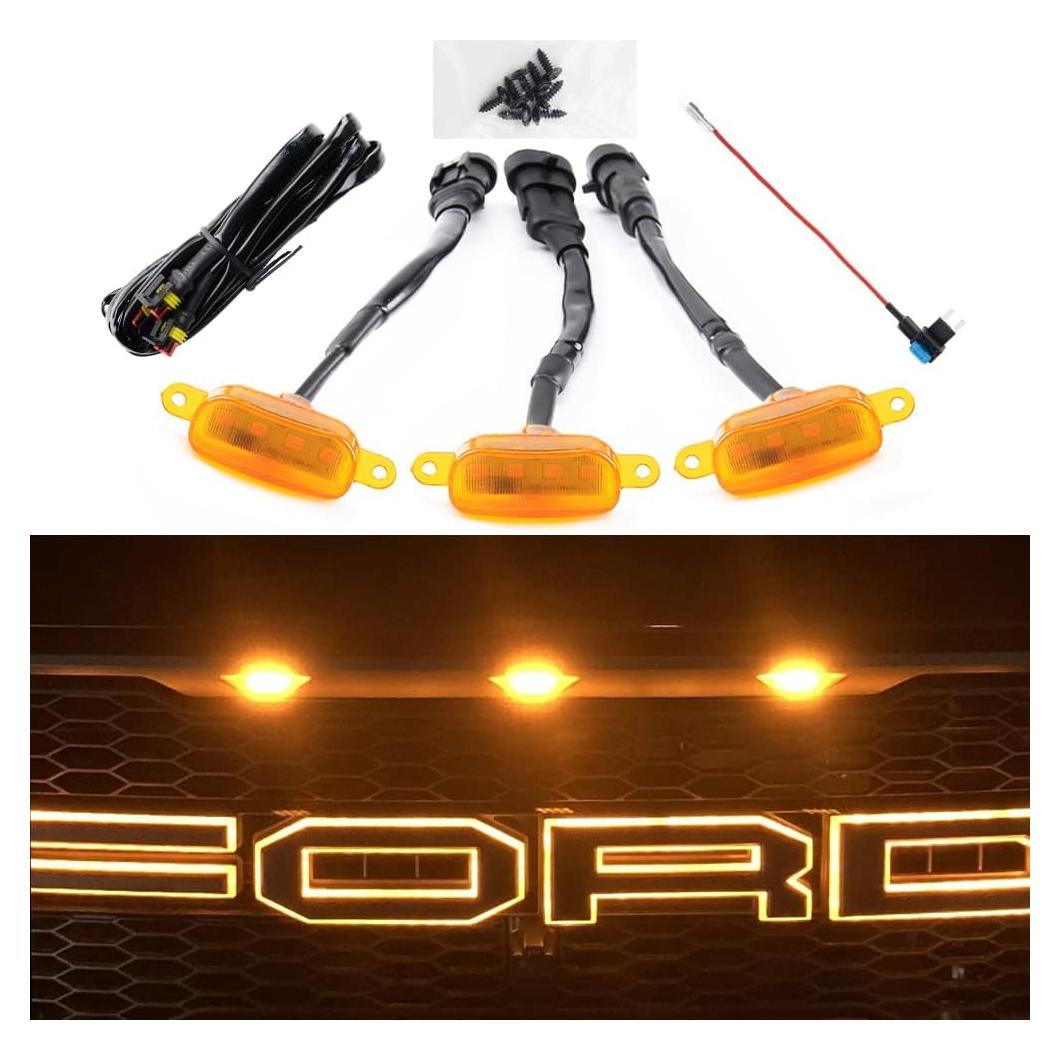 Luces de Rejilla LED AUXLIGHT Ámbar 3PCS para F150 y RAM 1500