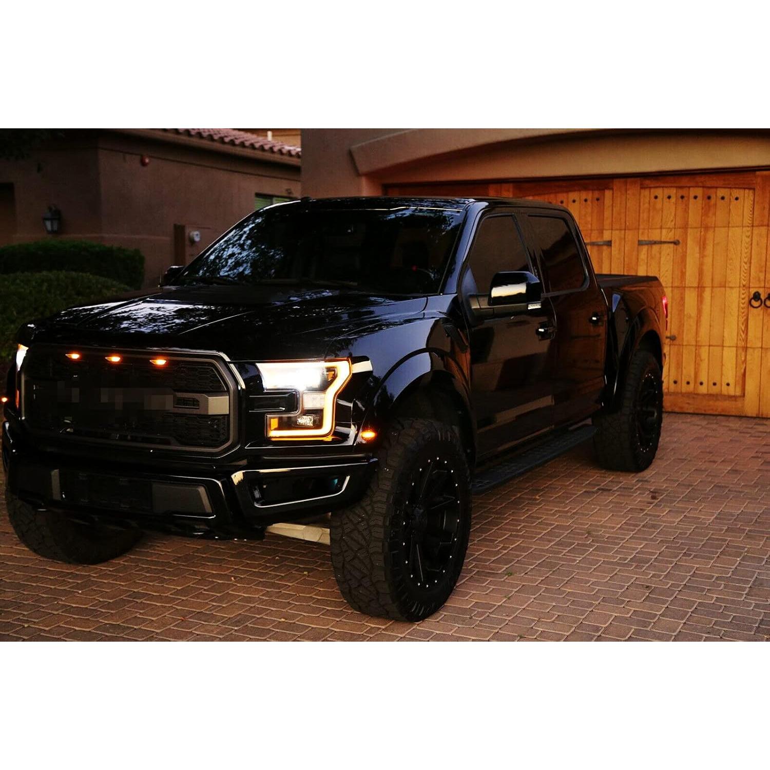 Kit de Luz de Marcador Lateral LED iJDMTOY Ámbar para Ford Raptor 2017-2020