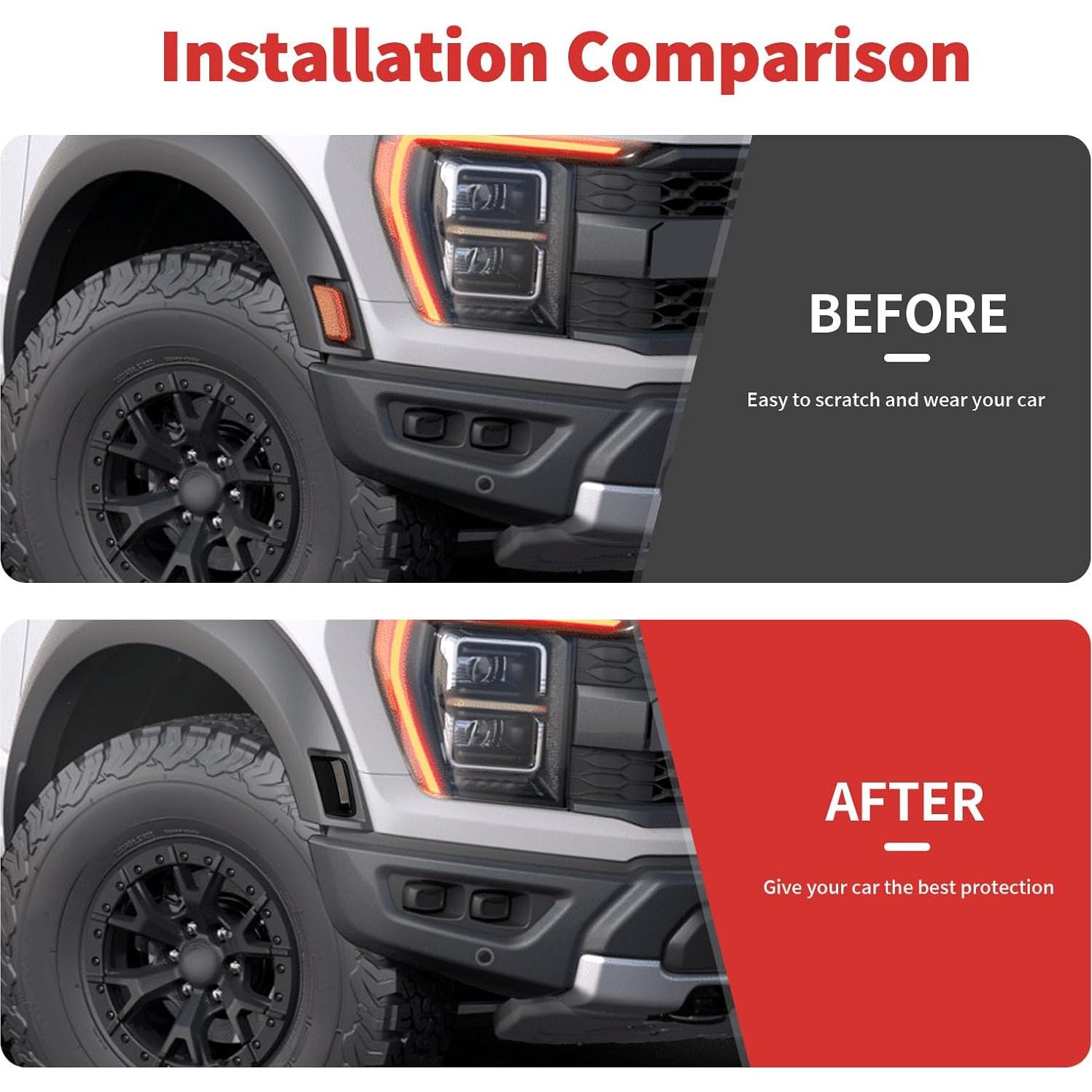 Cubiertas de lámpara de ceja de rueda SQQP para Ford F150 Raptor 2021-2025