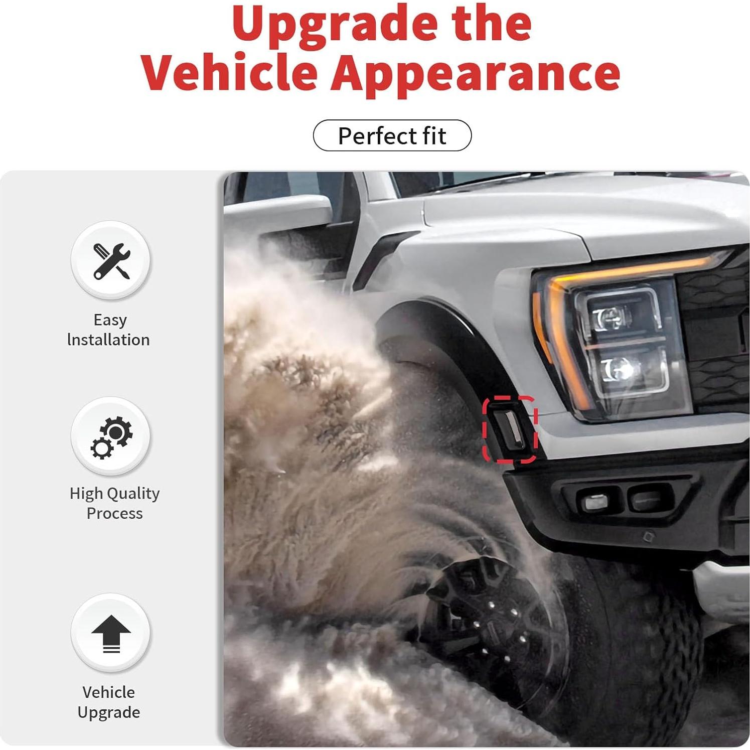 Cubiertas de lámpara de ceja de rueda SQQP para Ford F150 Raptor 2021-2025