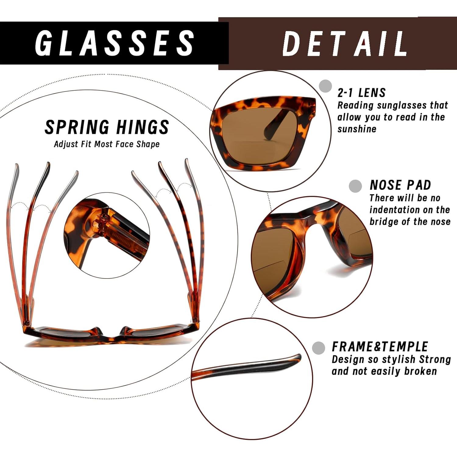 Gafas de sol bifocales Hubeye 3 en 1 UV400 para mujeres