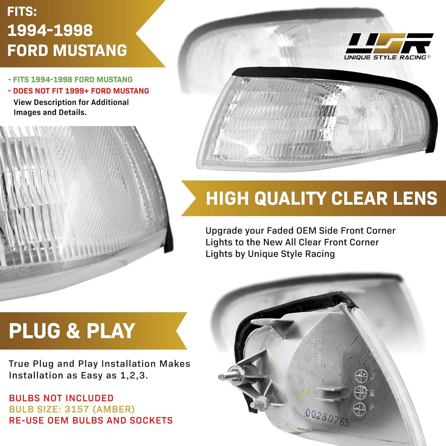 Luz de Esquina Clara USR para Ford Mustang 94-98 - Par