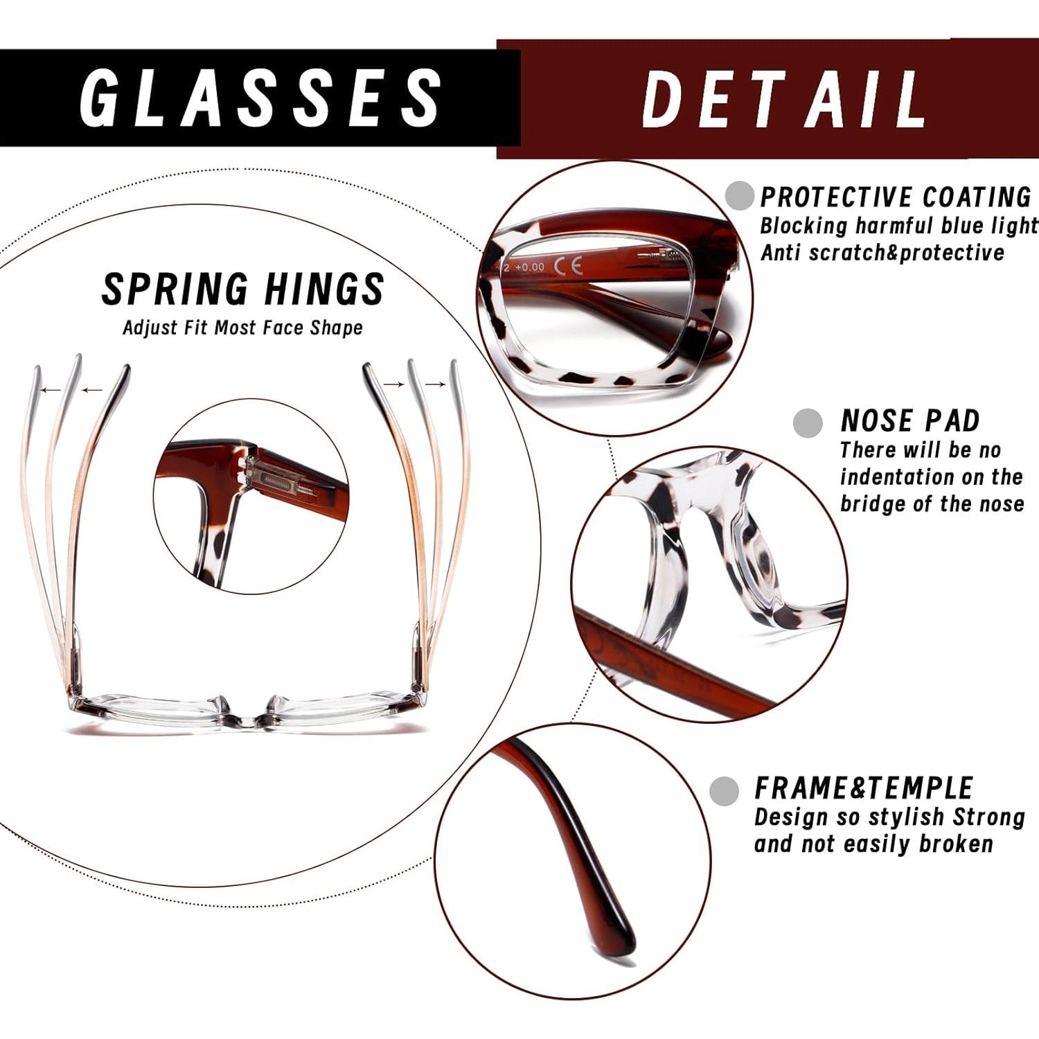 Gafas de lectura Hubeye 3 Pack con bloqueo luz azul +0.0